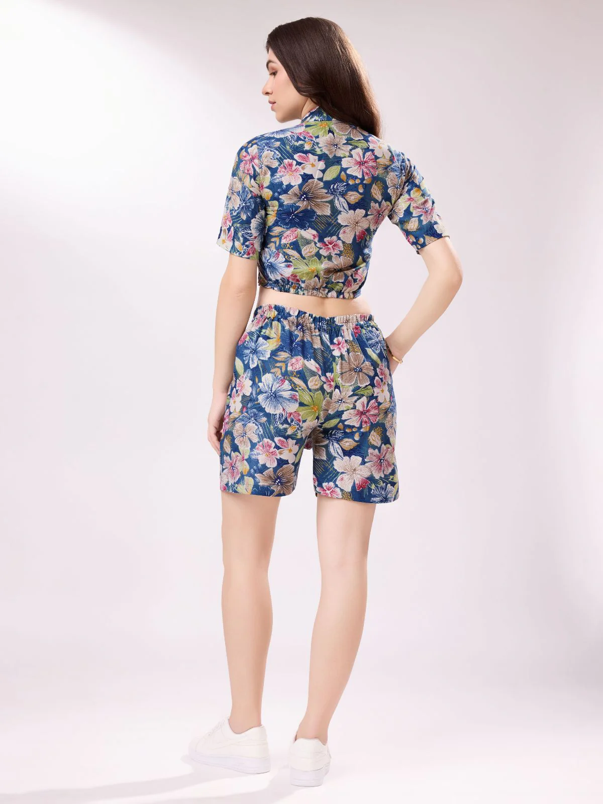 Odette Blue Cotton Printed Stitched Co-ord Set For Women - Image 4