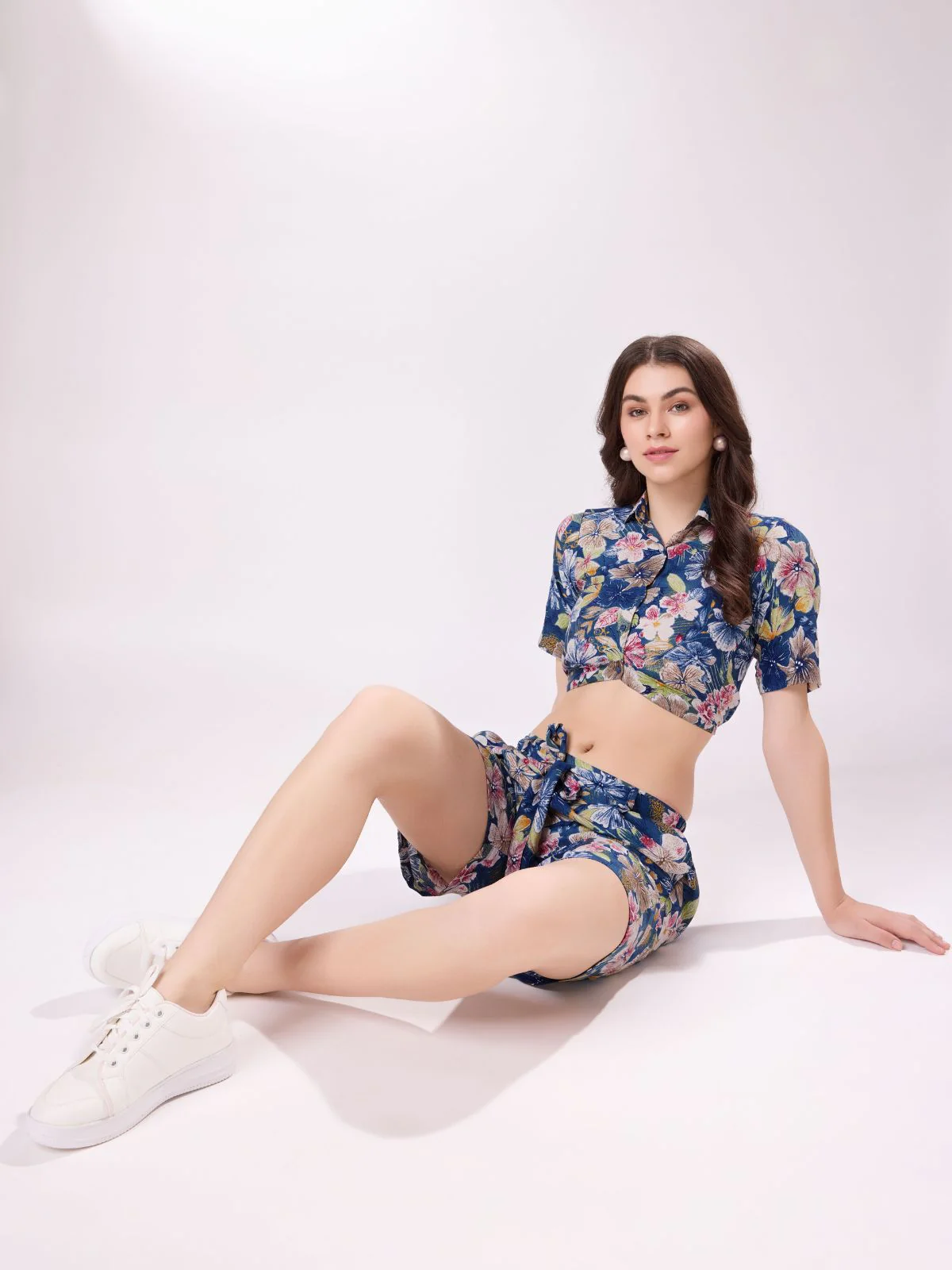 Odette Blue Cotton Printed Stitched Co-ord Set For Women - Image 7