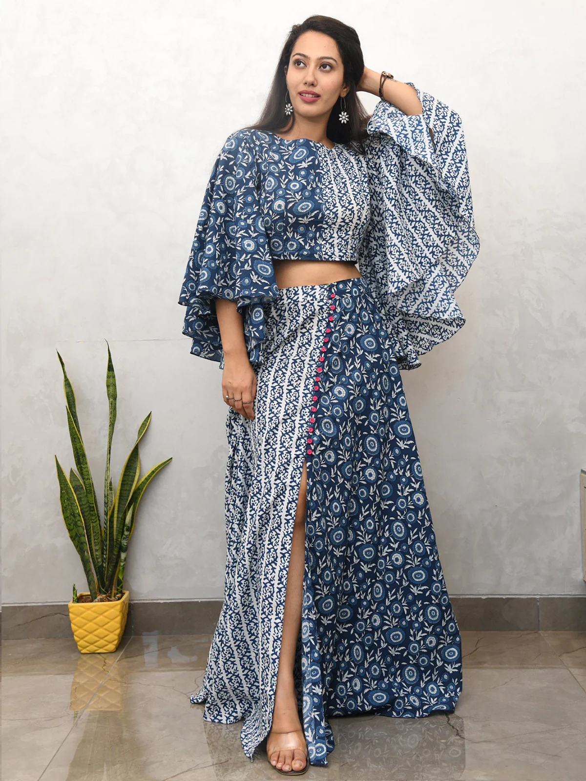Odette Blue Cotton Printed Stitched Co Ord Set For Women - Image 2