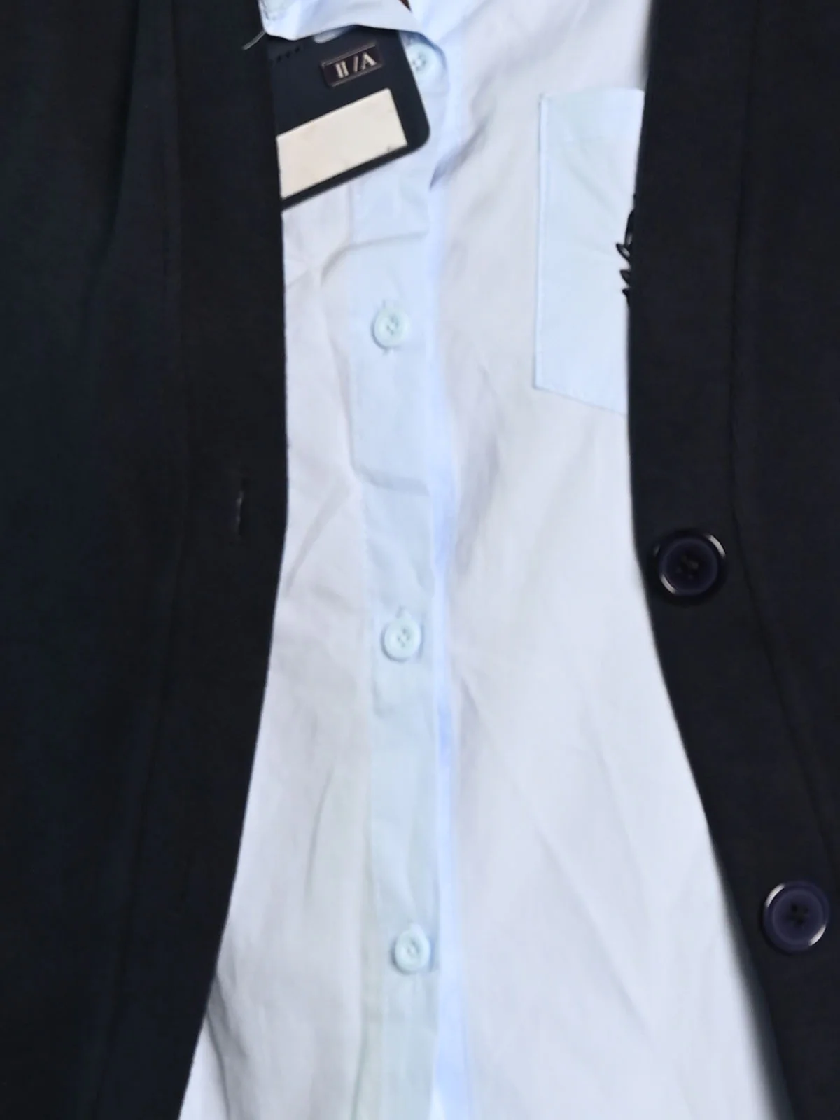 Odette Blue Cotton Shirt With Jersey Coat Top For Women - Image 6
