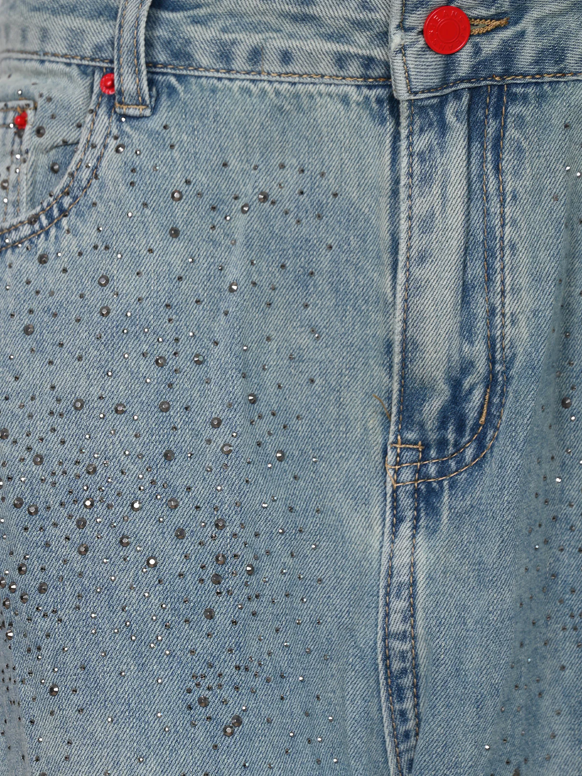 Odette Blue Denim Embellished Jeans For Women - Image 5