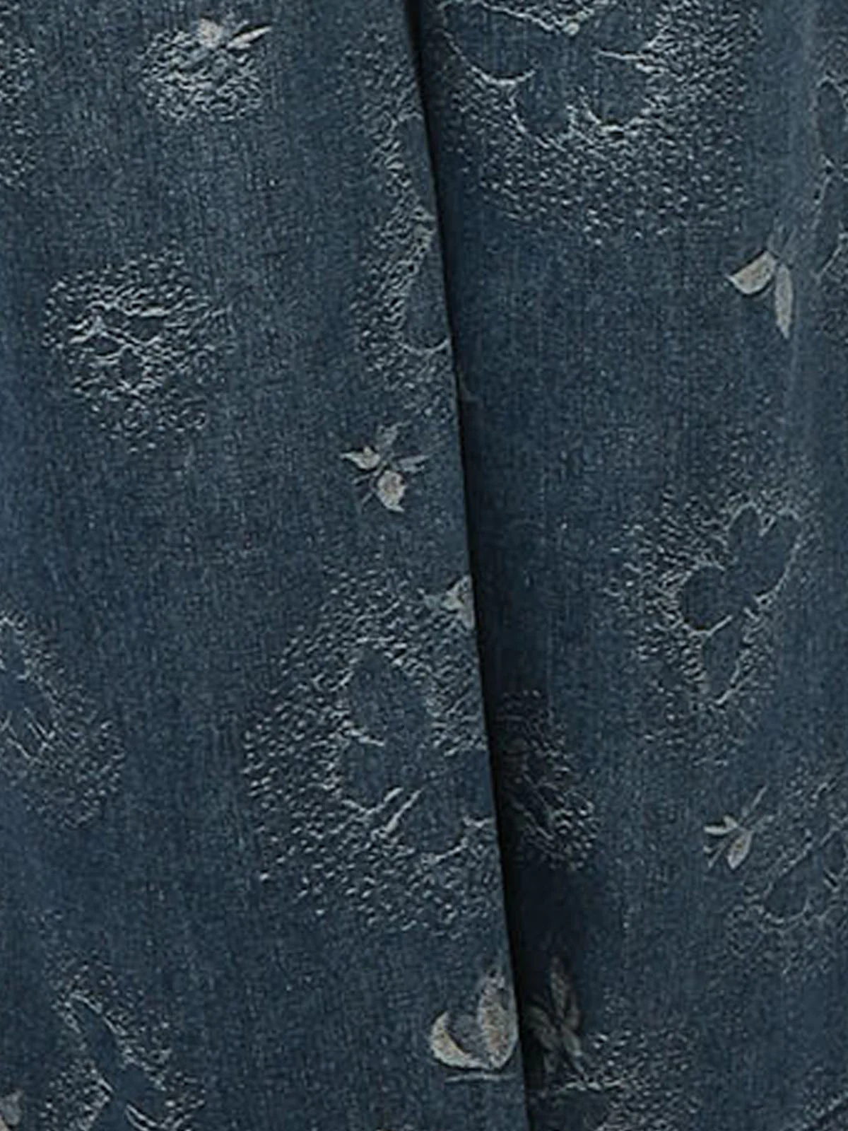 Odette Blue Denim Embroidered Jeans For Women - Image 6