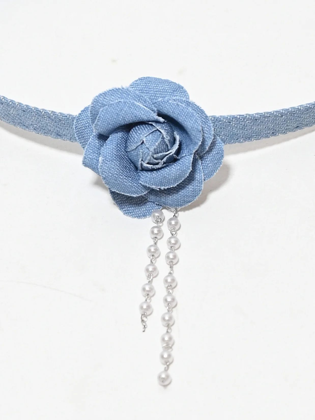 Odette Blue Denim Pearl Neckpiece For Women - Image 4