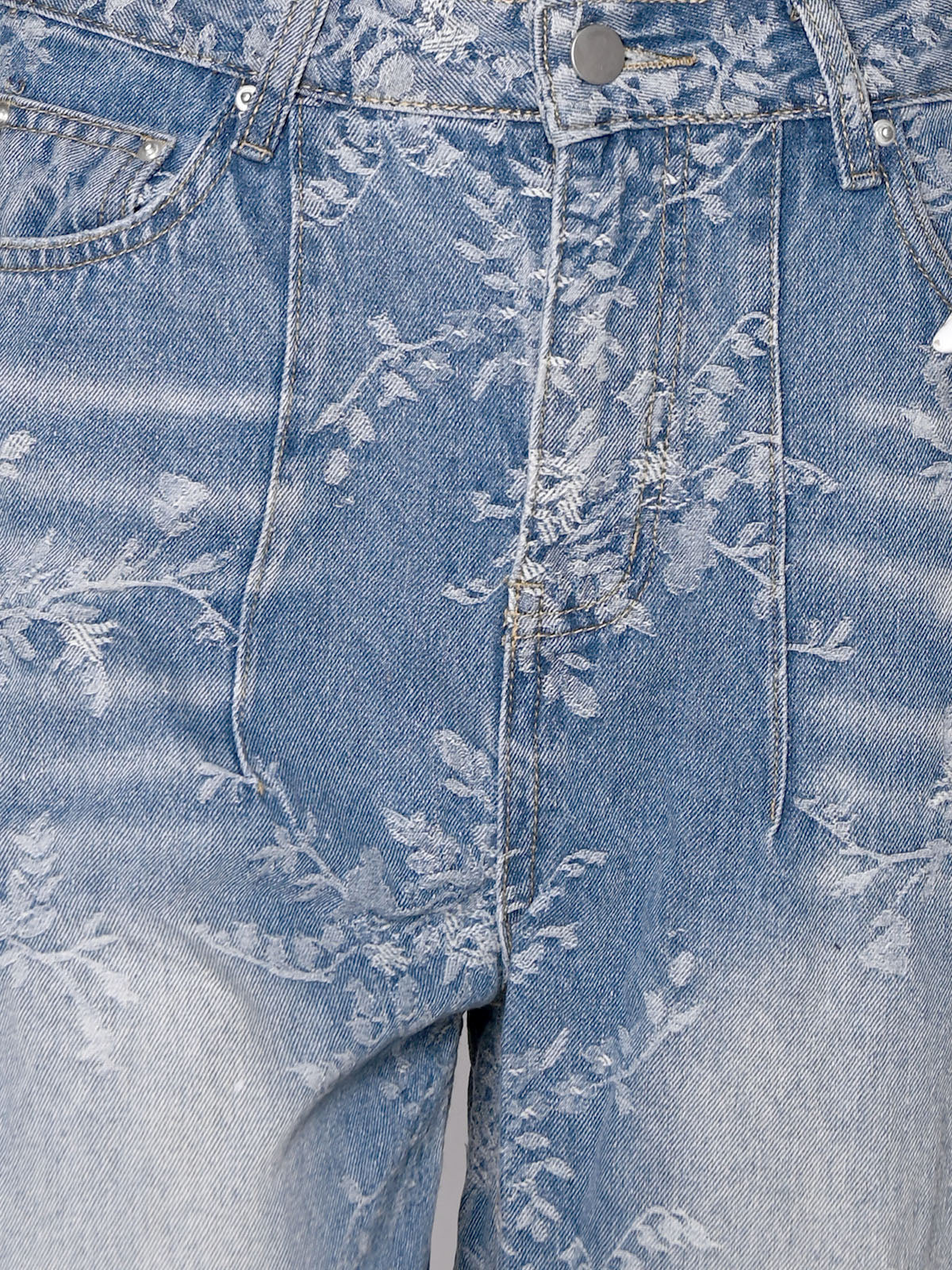 Odette Blue Denim Self Design Jeans For Women - Image 4