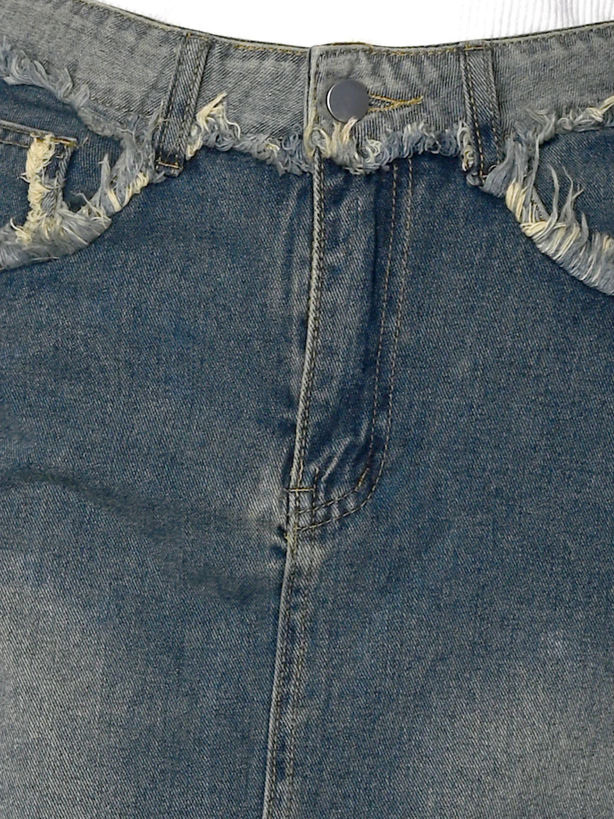 Odette Blue Denim Solid Skirt For Women - Image 4