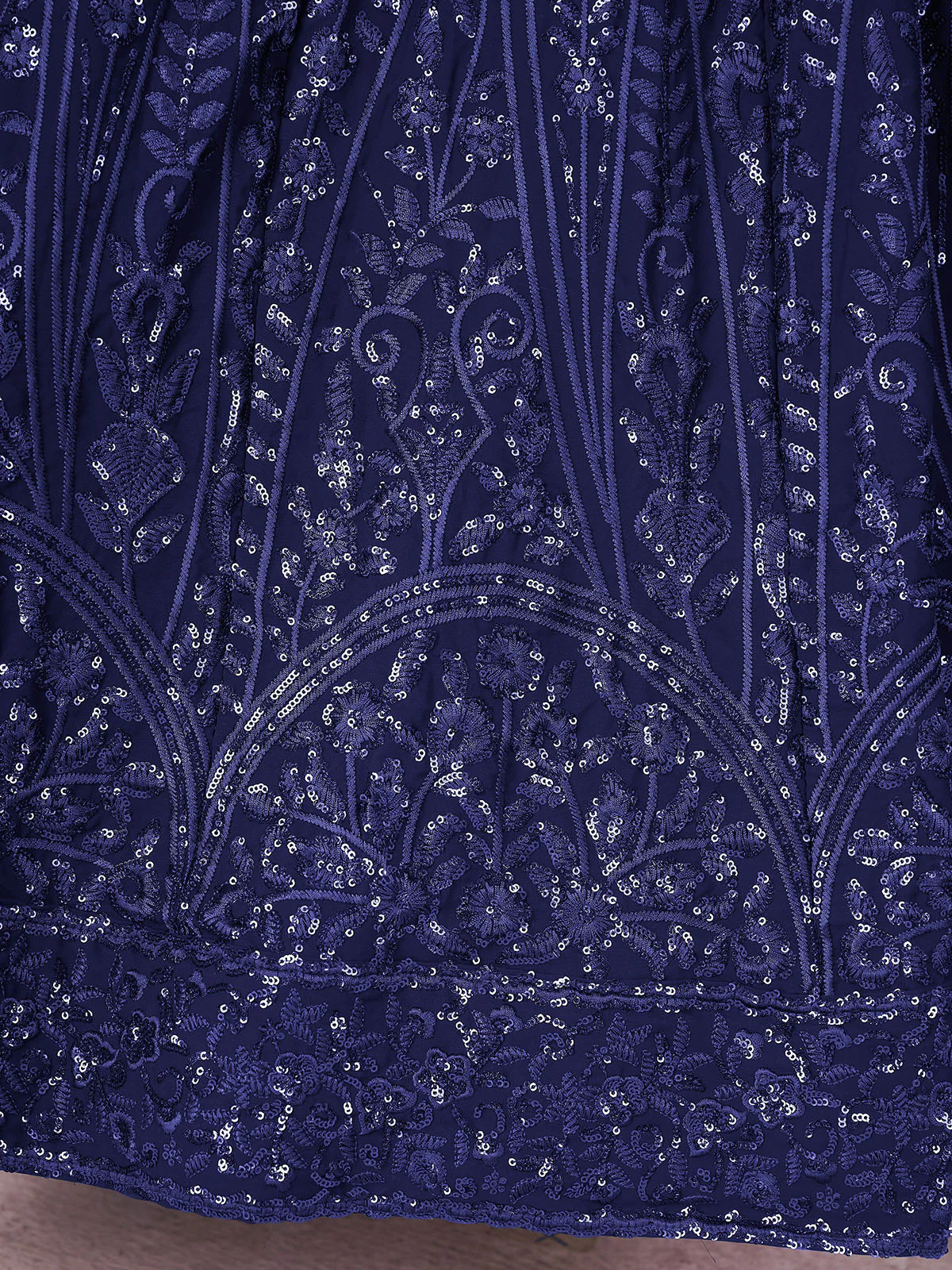 Odette Blue Georgette Embellished Semi Stitched Lehenga With Unstitched Blouse For Women - Image 5