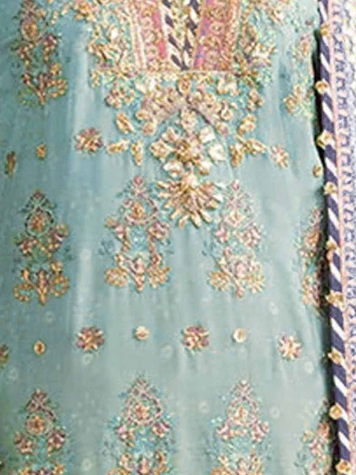 Odette Blue Georgette  Embroidered Semi-Stitched Kurta Set For Women - Image 3