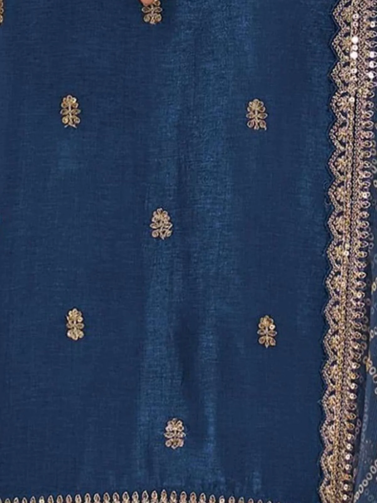 Odette Blue Georgette Embroidered Semi-Stitched Kurta Set For Women - Image 3
