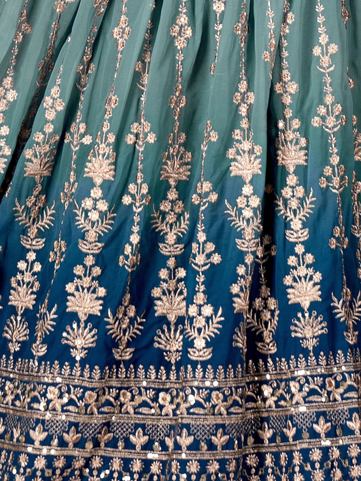 Odette Blue Georgette Embroidered Semi Stitched Lehenga For Women - Image 6