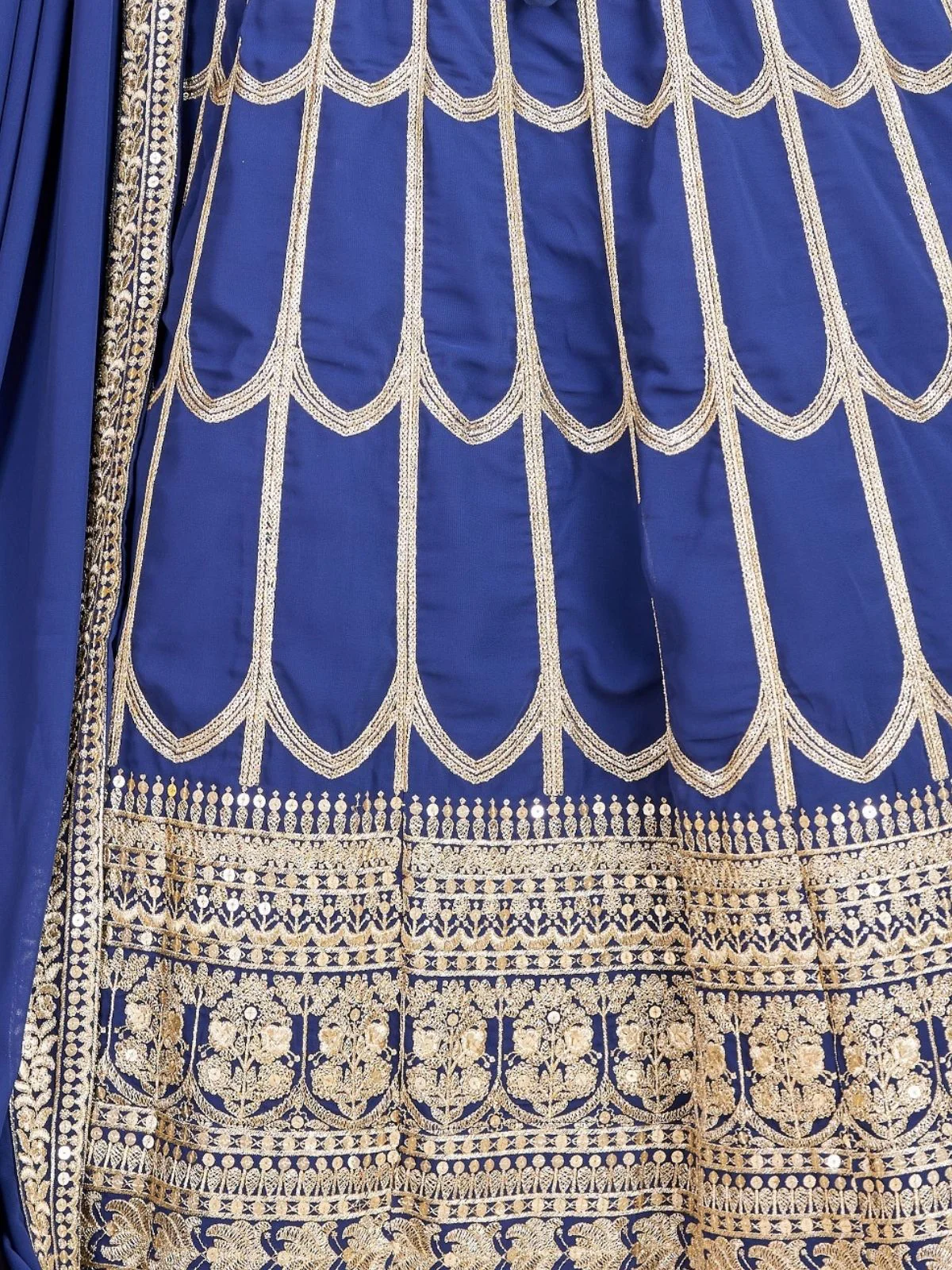 Odette Blue Georgette Embroidered Semi-Stitched Lehenga For Women - Image 5