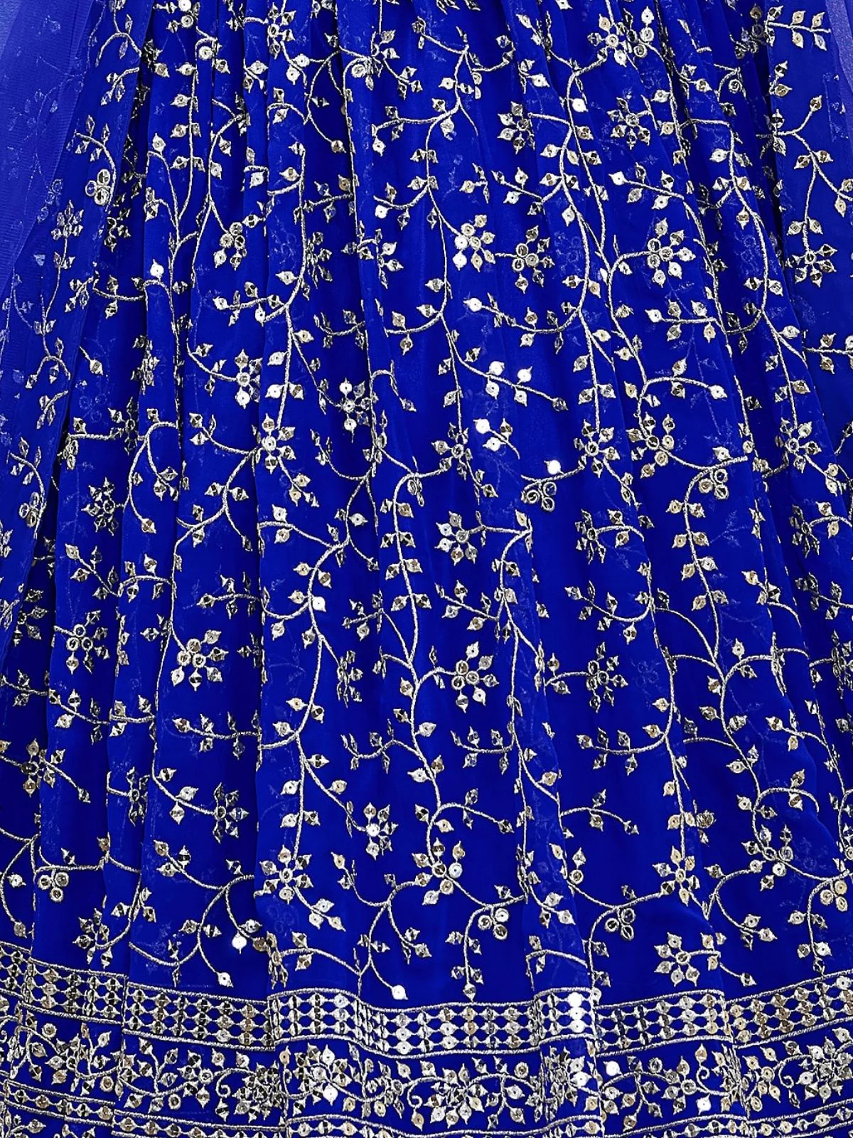 Odette Blue Georgette Embroidered Semi-Stitched Lehenga For Women - Image 5