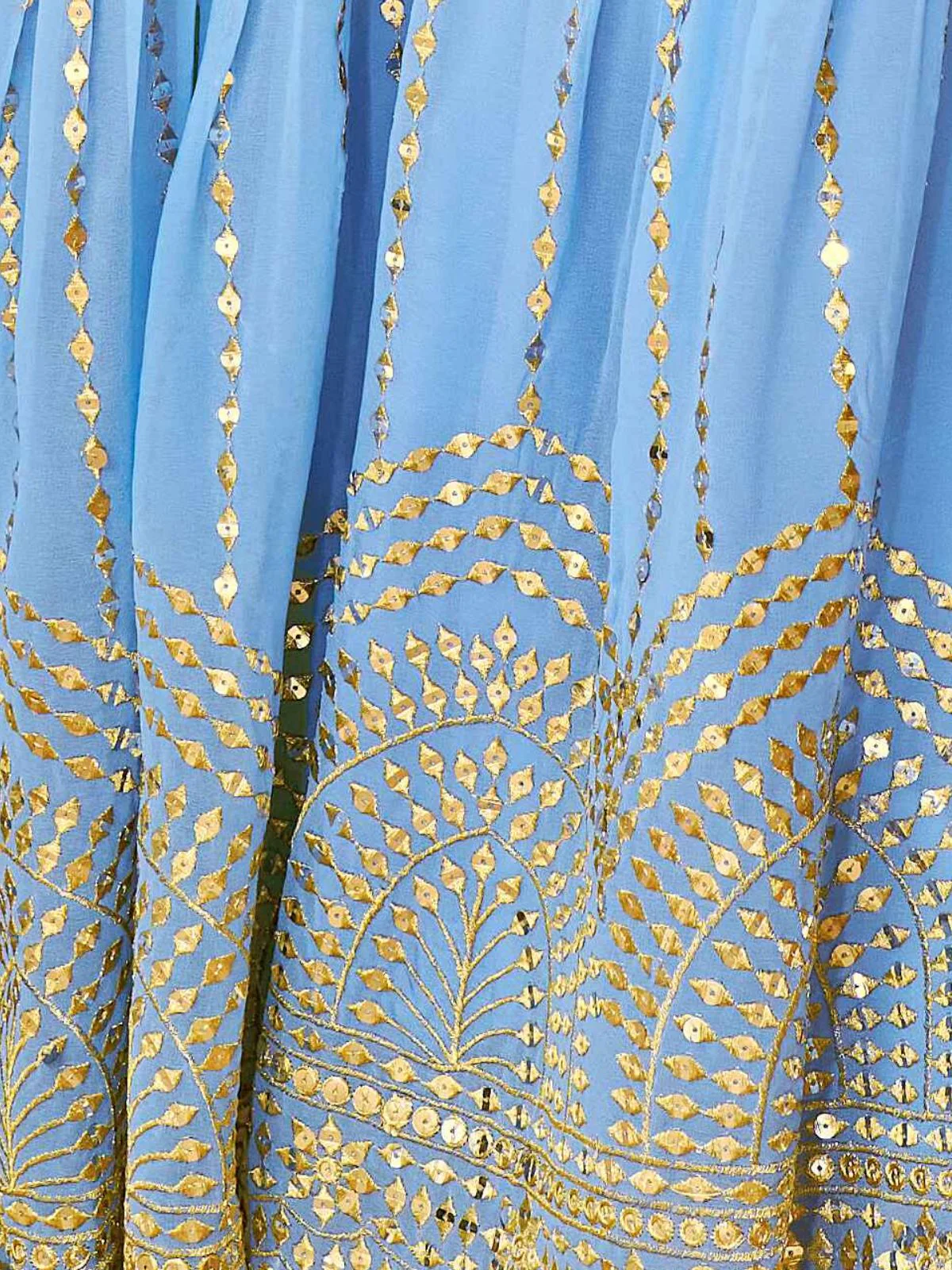 Odette Blue Georgette Embroidered Stitched Kurta Set For Women - Image 6