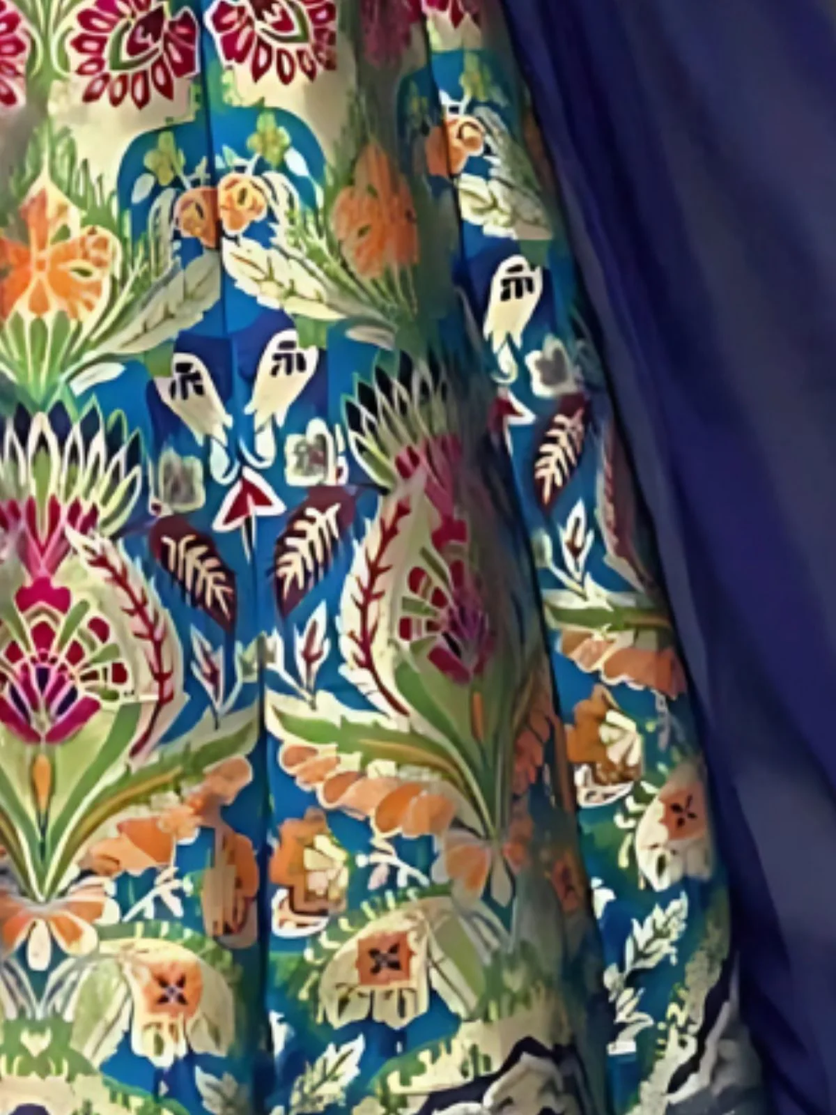 Odette Blue Jacquard Silk Woven Semi-Stitched Lehenga For Women - Image 4