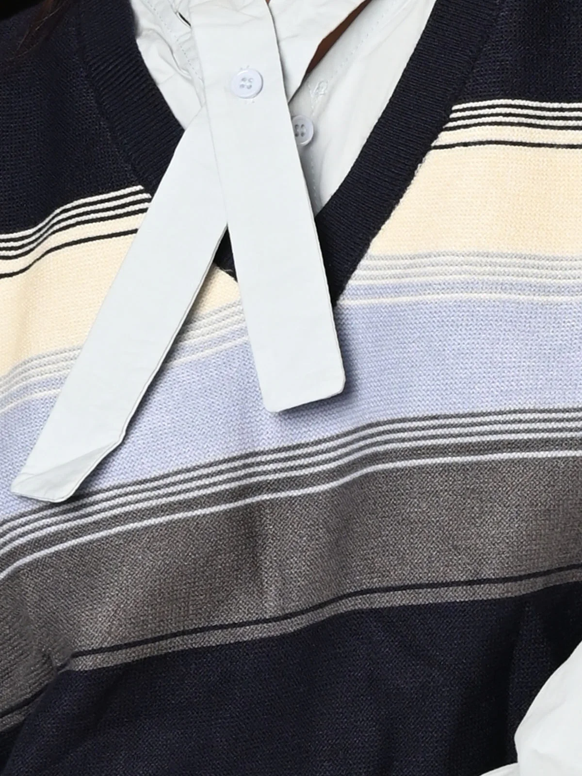 Odette Blue Knitted Outer With Poplin Shirt For Women - Image 6
