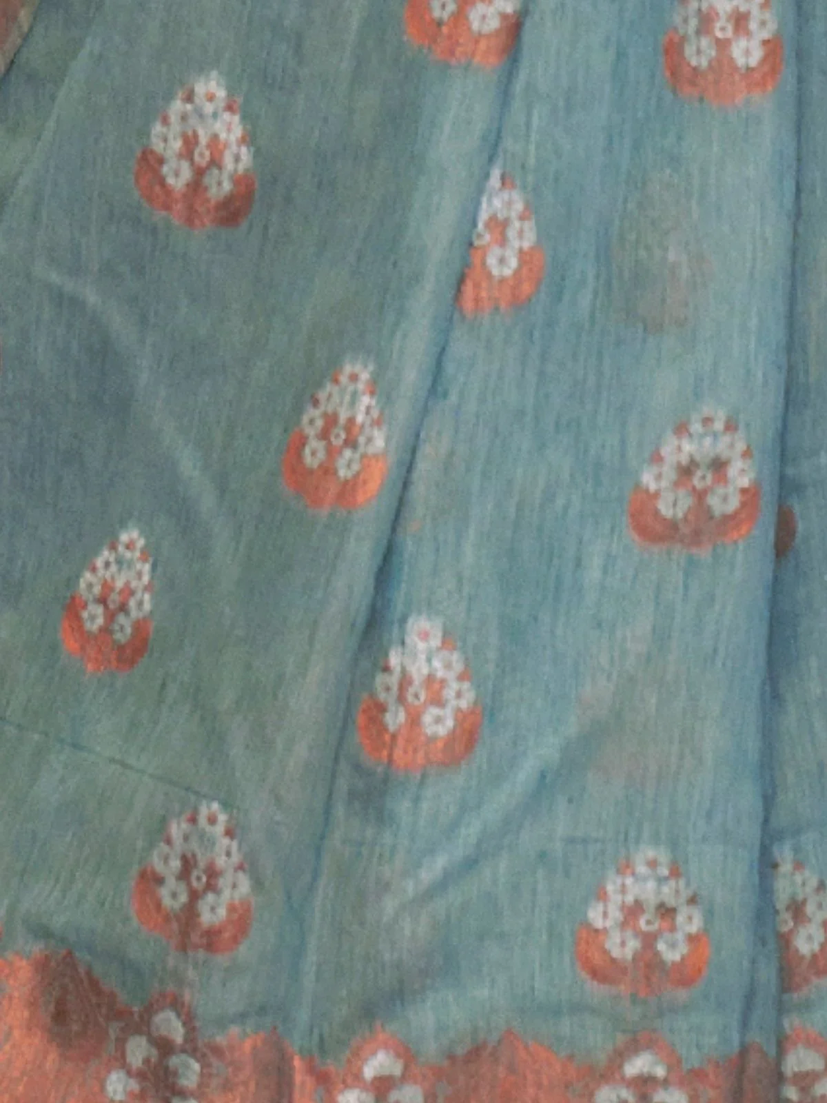 Odette Blue Linen Woven Saree With Unstitched Blouse For Women - Image 3