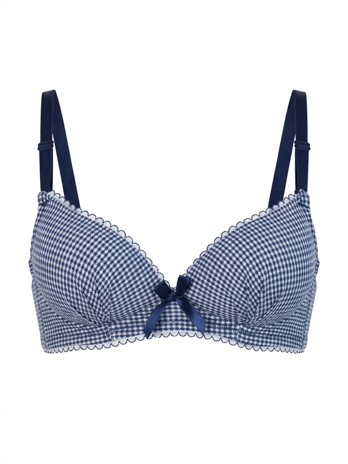 Odette Blue Nylon Checked Bra For Women - Image 4