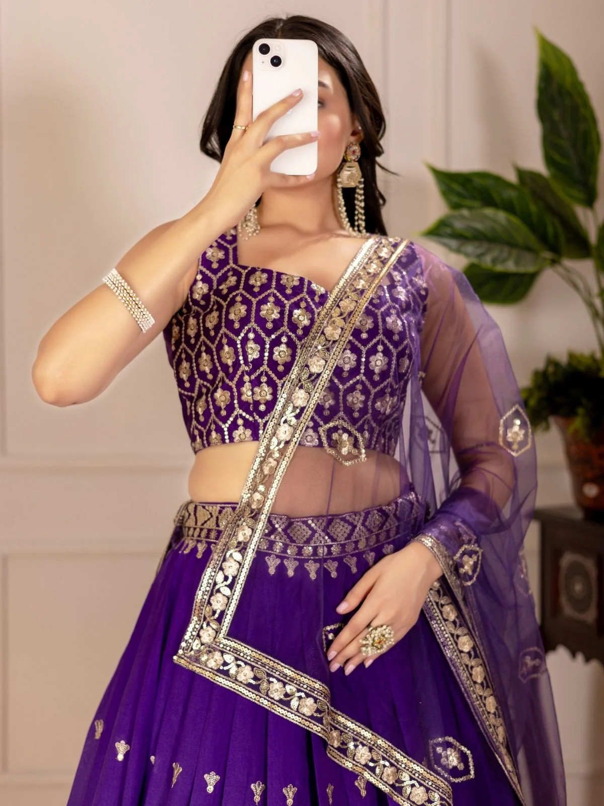Odette Blue Ombre Silk Blend Embroidered Semi-Stitched lehenga For Women - Image 4