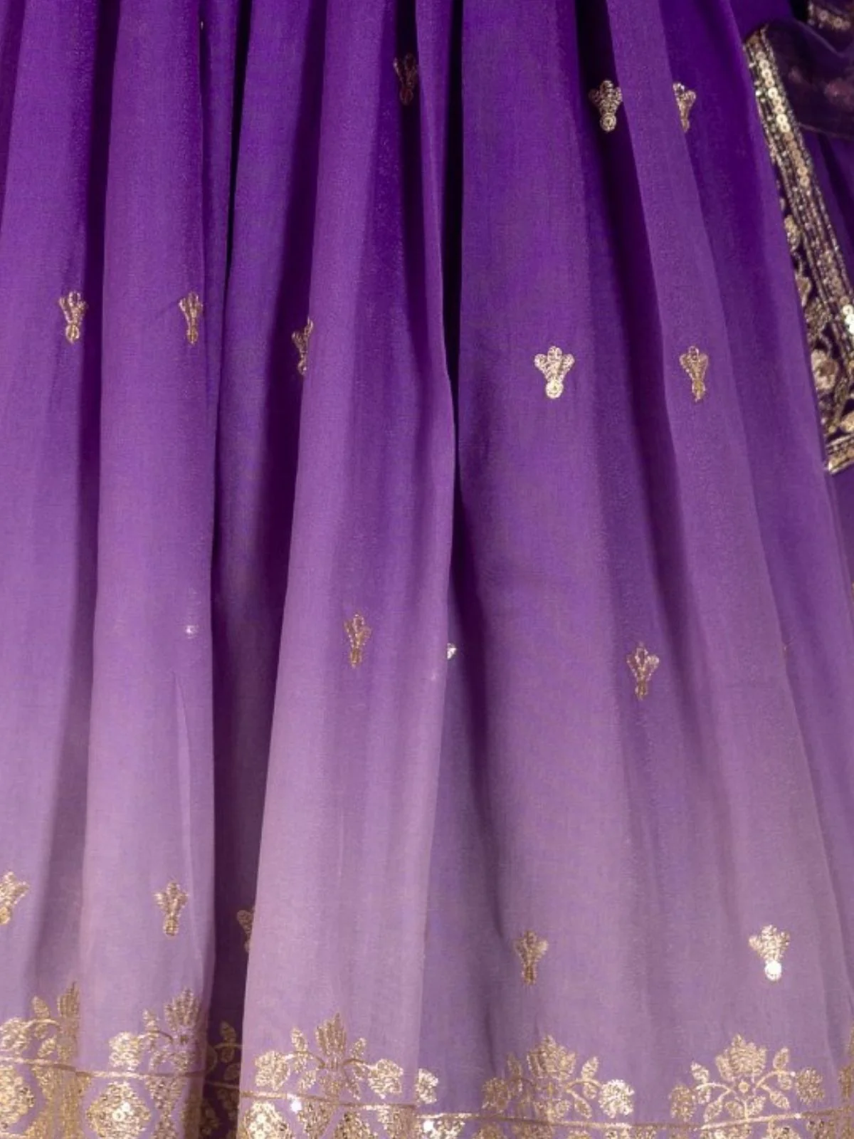 Odette Blue Ombre Silk Blend Embroidered Semi-Stitched lehenga For Women - Image 5
