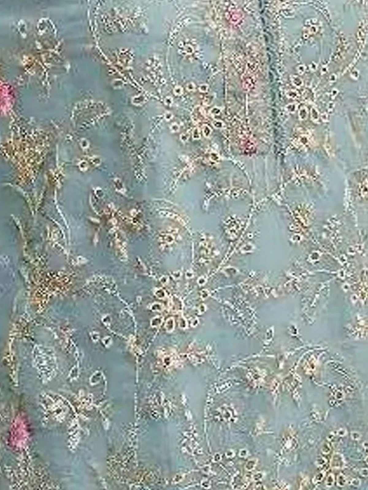 Odette Blue Organza Embroidered Semi-Stitched Kurta Set For Women - Image 3