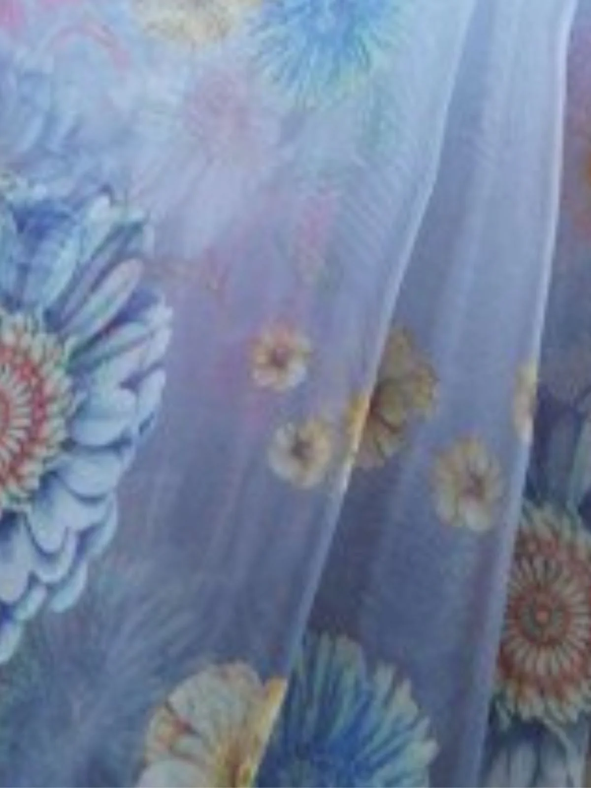Odette Blue Organza Printed Saree With Unstitched Blouse For Women - Image 4