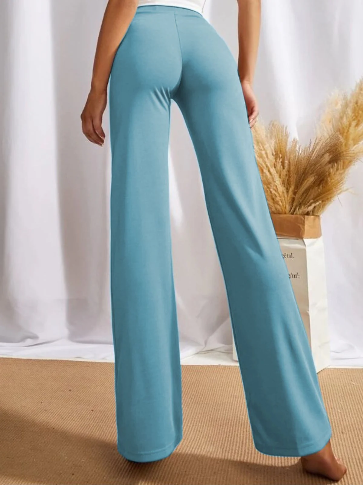 Odette Blue Polyester Solid Stylish Trousers For Women - Image 5