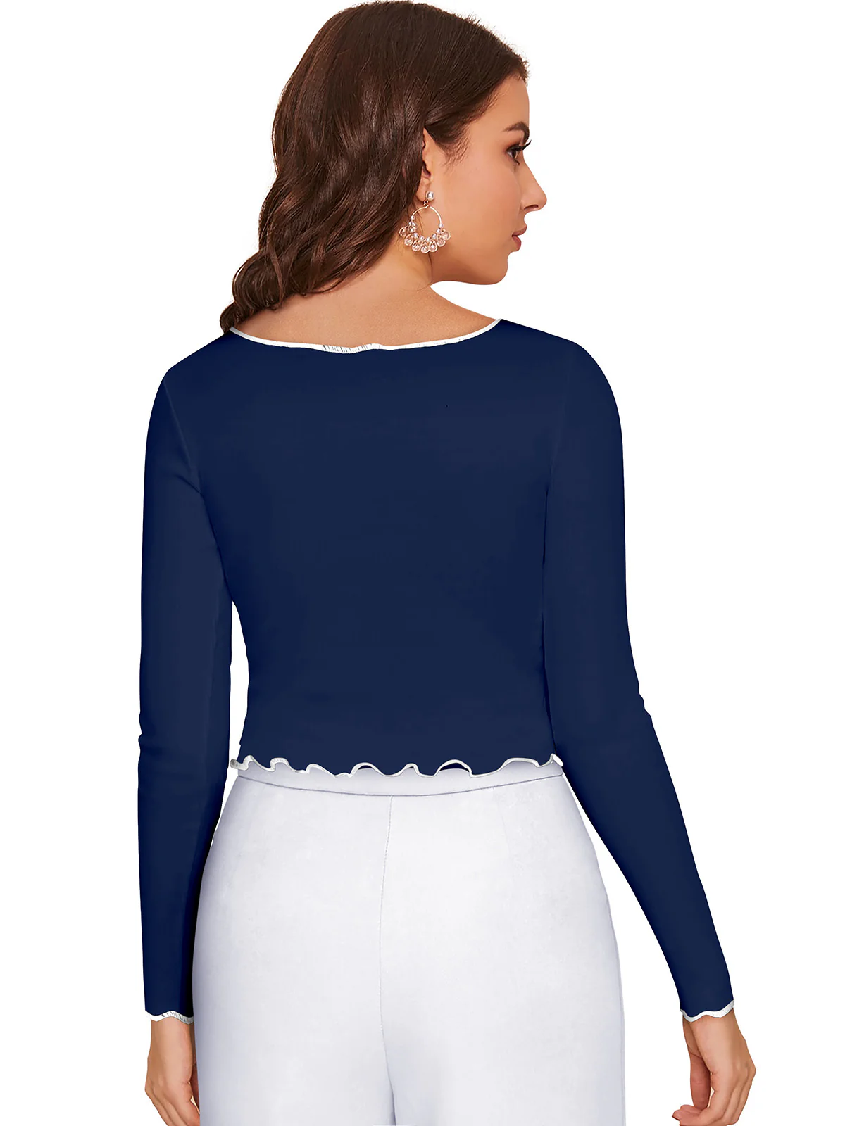 Odette Blue Polyester Striped Top For Women - Image 4