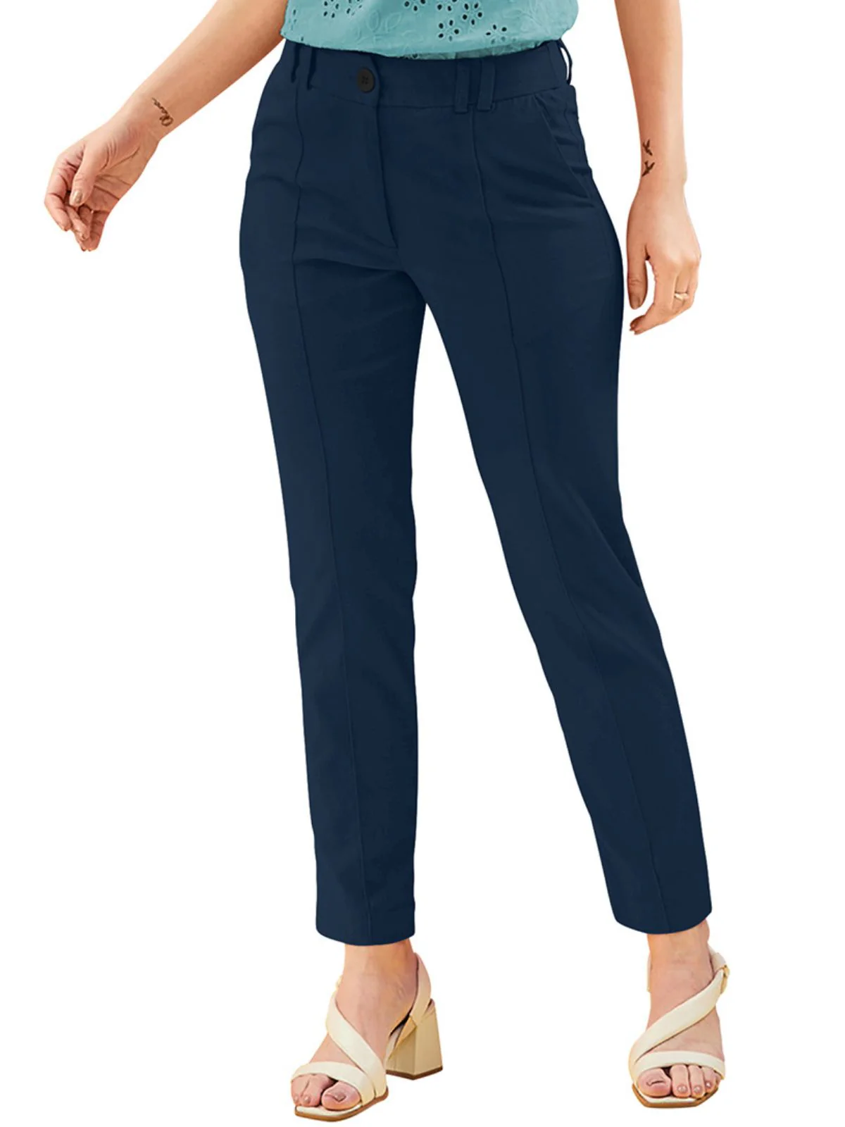 Odette Blue Polyester Trouser For Women - Image 3