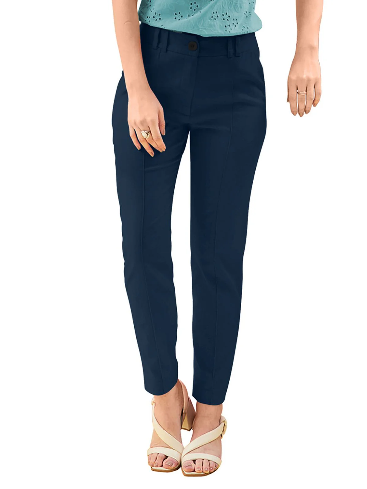 Odette Blue Polyester Trouser For Women - Image 5