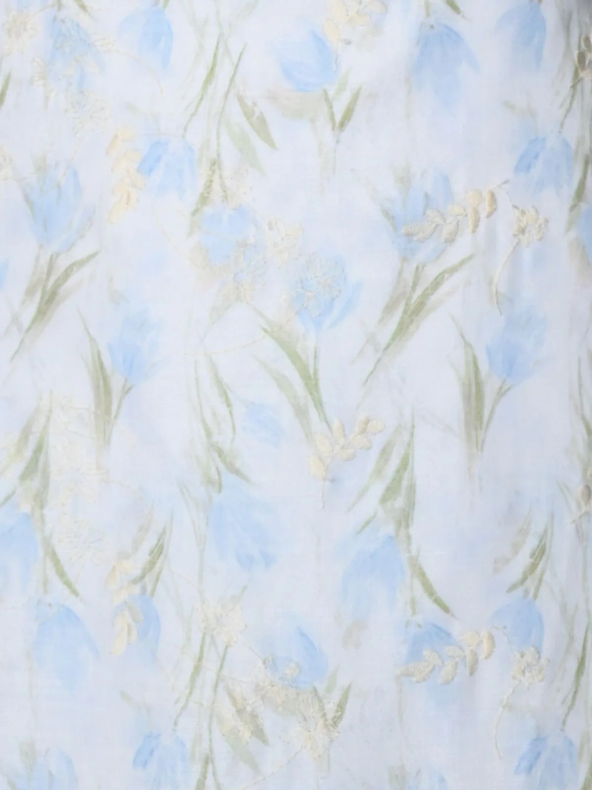 Odette White And Blue Printed Cotton Dress for Women - Image 6