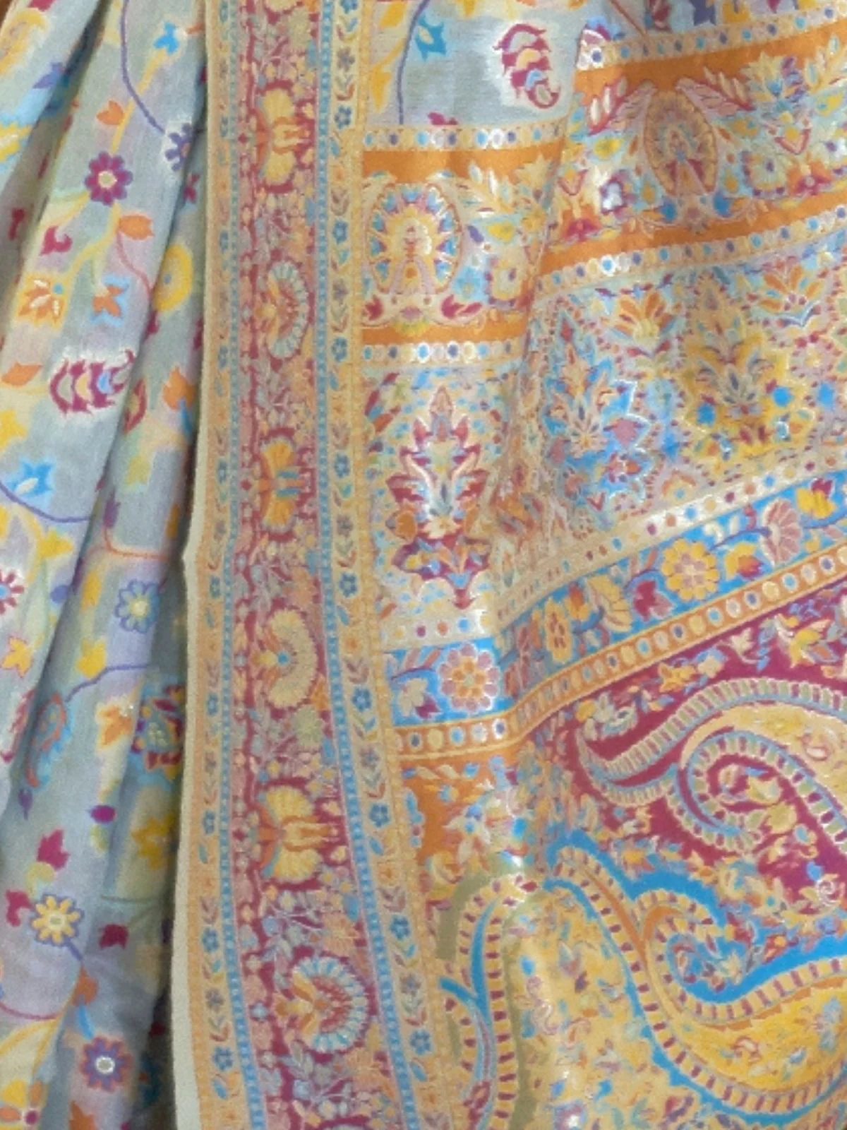 Odette Blue Woven Silk Blend Saree With Unstitched Blouse For Women - Image 3