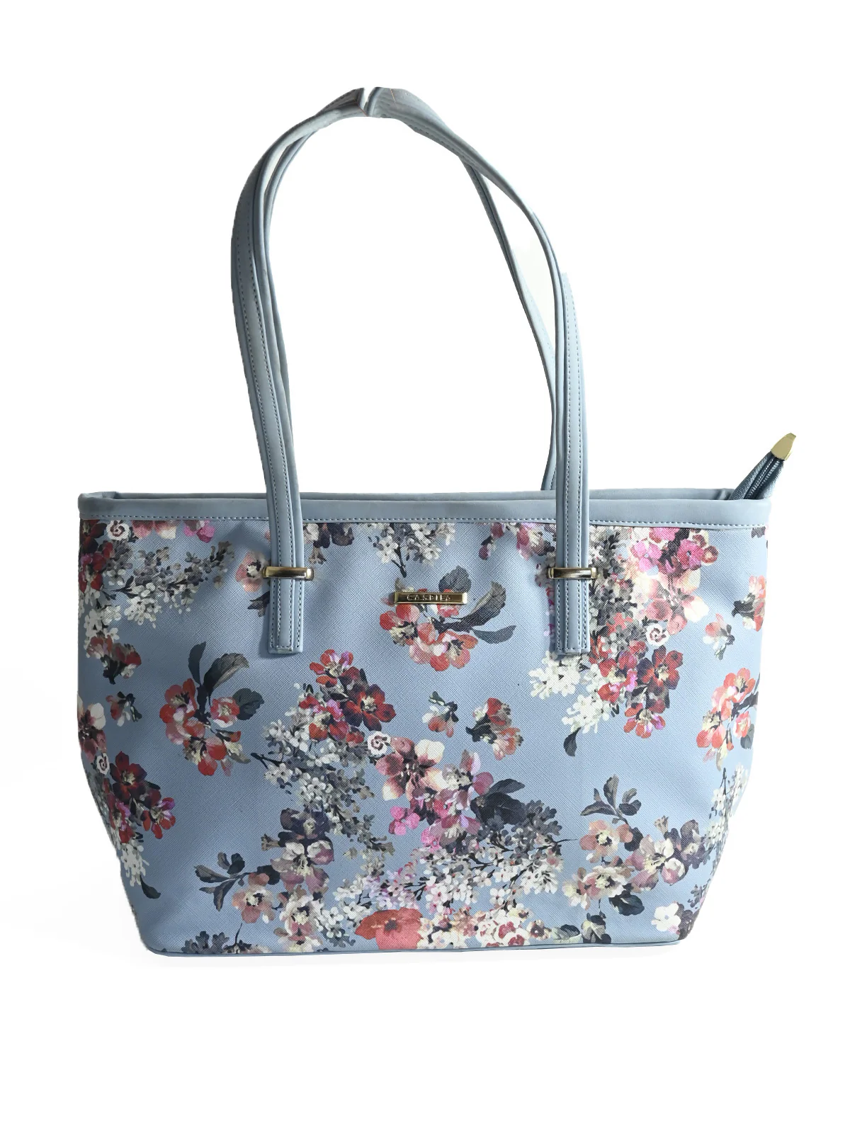 Odette Blue PU Printed Tote Bag For Women - Image 3