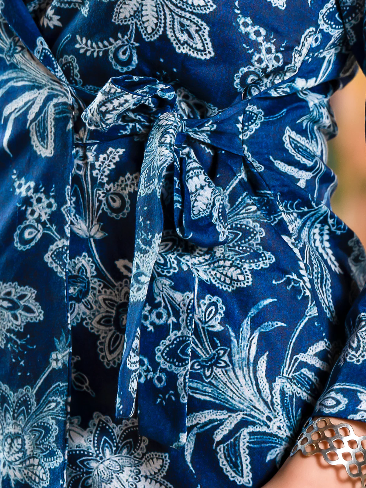 Odette Blue Satin Printed Co Ord Set for Women - Image 6