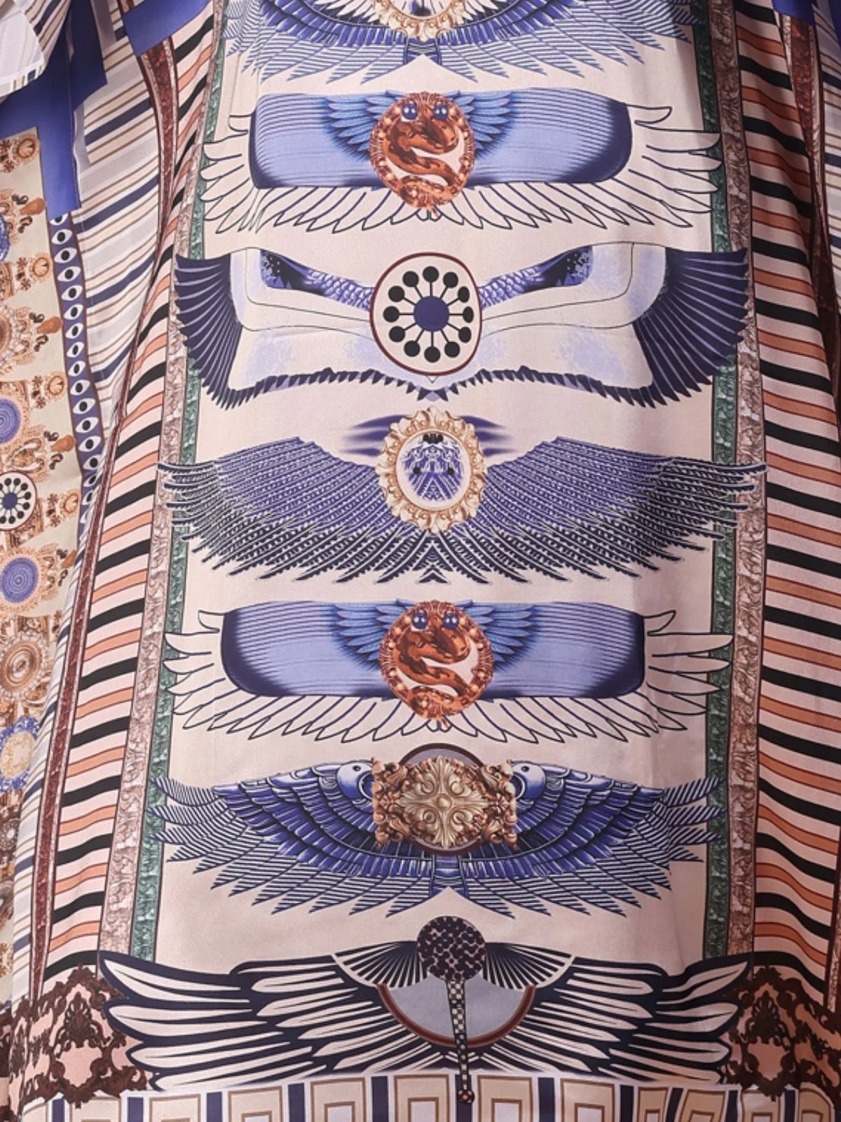 Odette Blue Satin Printed Kaftan For Women - Image 5