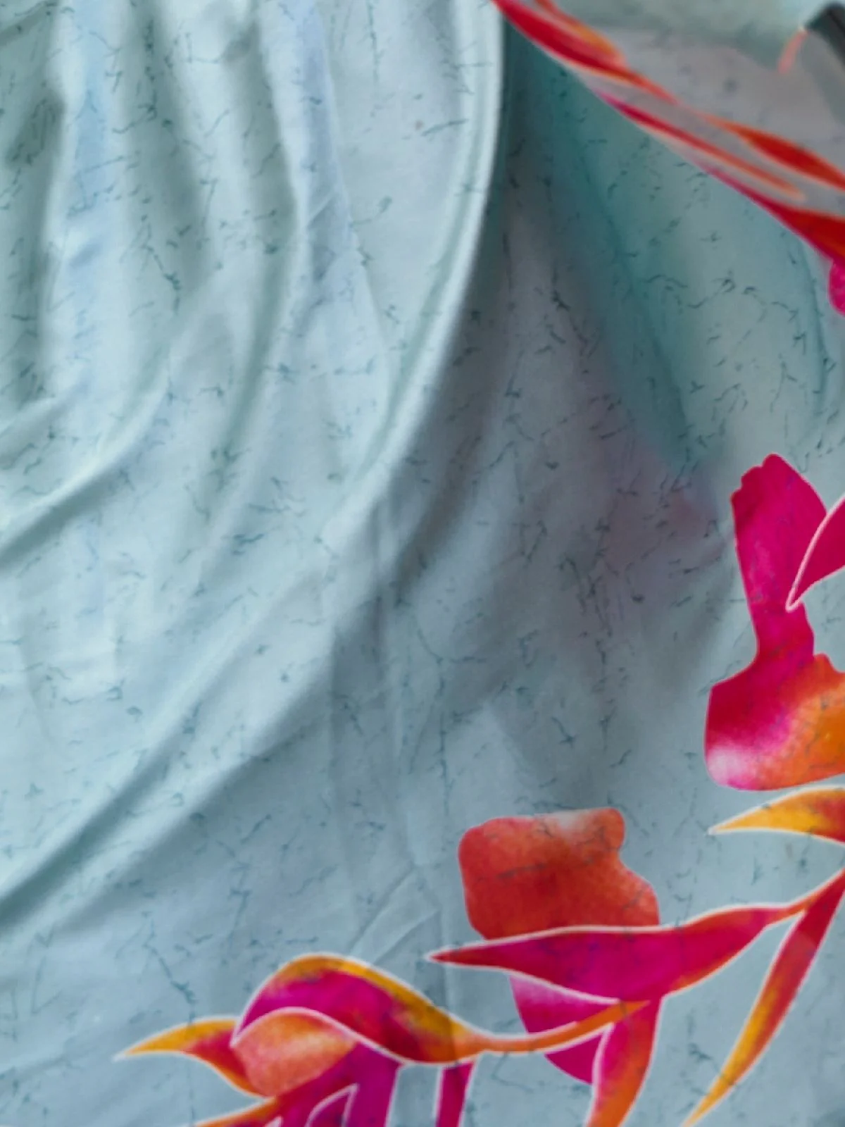 Odette Blue Satin Printed Saree With Unstitched Blouse For Women - Image 3