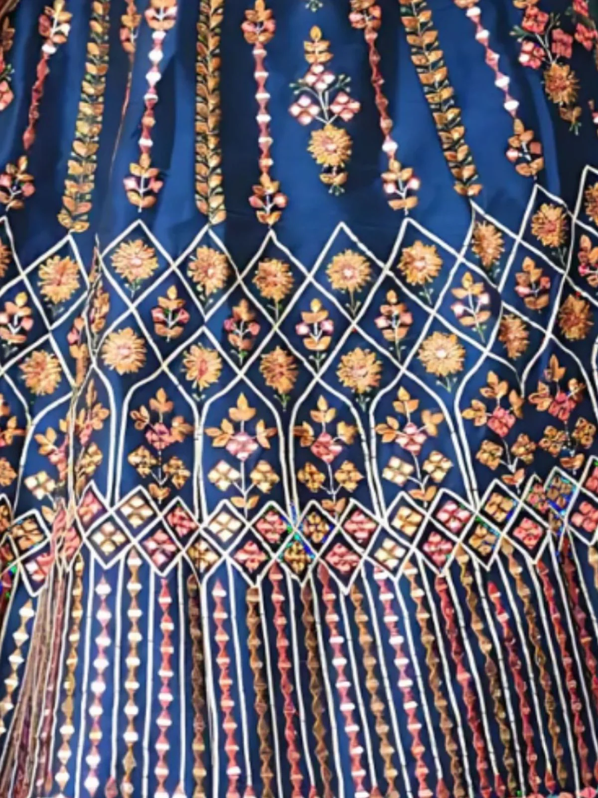 Odette Blue Silk Blend Embroidered Semi-Stitched lehenga For Women - Image 4