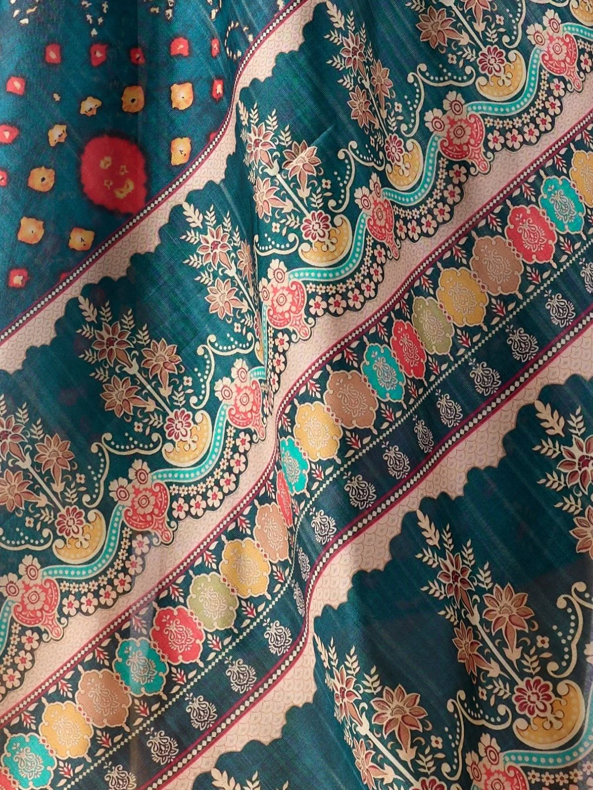 Odette Blue Silk Blend Printed Saree For Women - Image 5