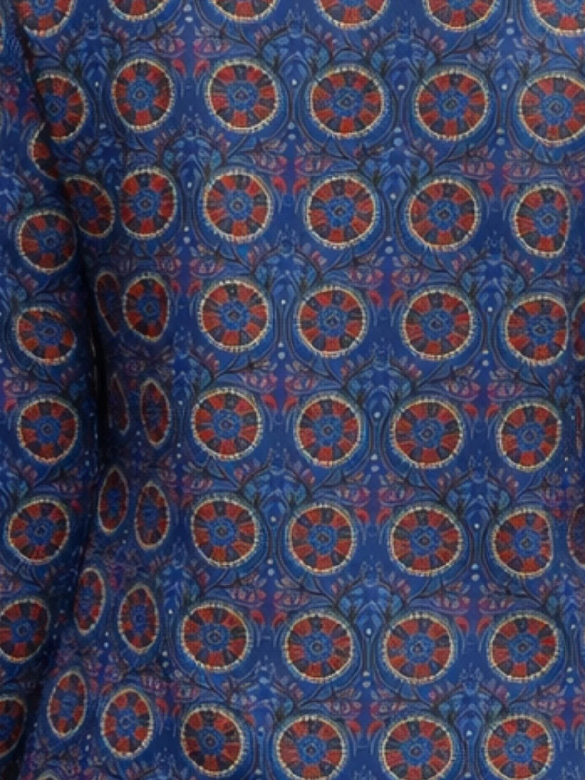 Odette Blue Silk Blend Printed Solid Kurti For Women - Image 4