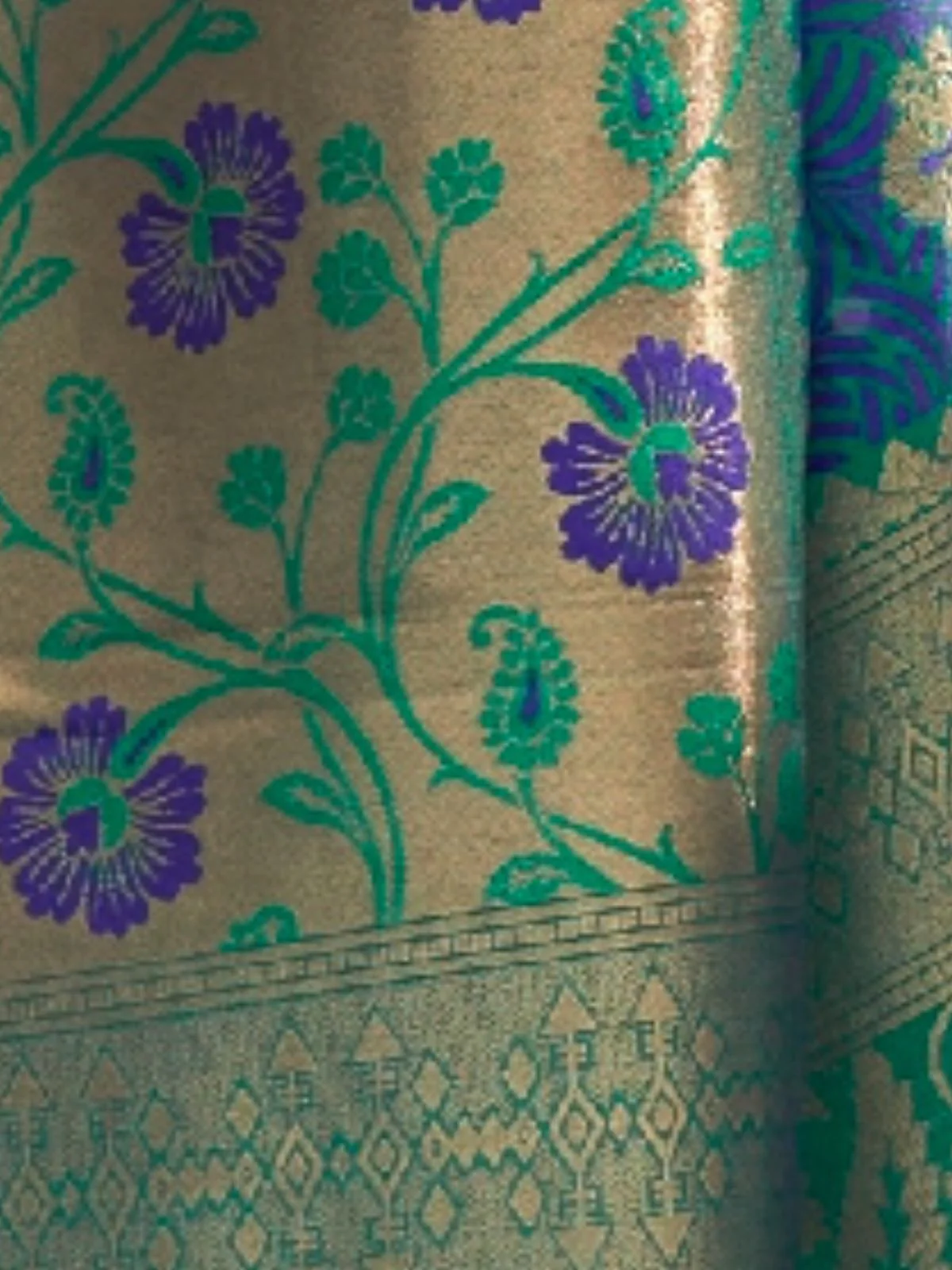 Odette Blue Silk Blend Woven Saree With Unstitched Blouse for Women - Image 3