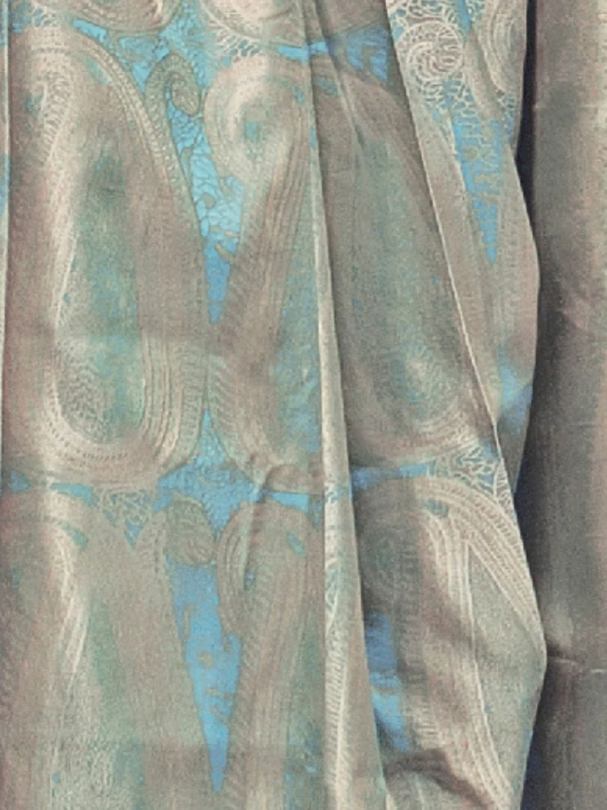 Odette Blue Silk Blend Woven Saree With Unstitched Blouse For Women - Image 3