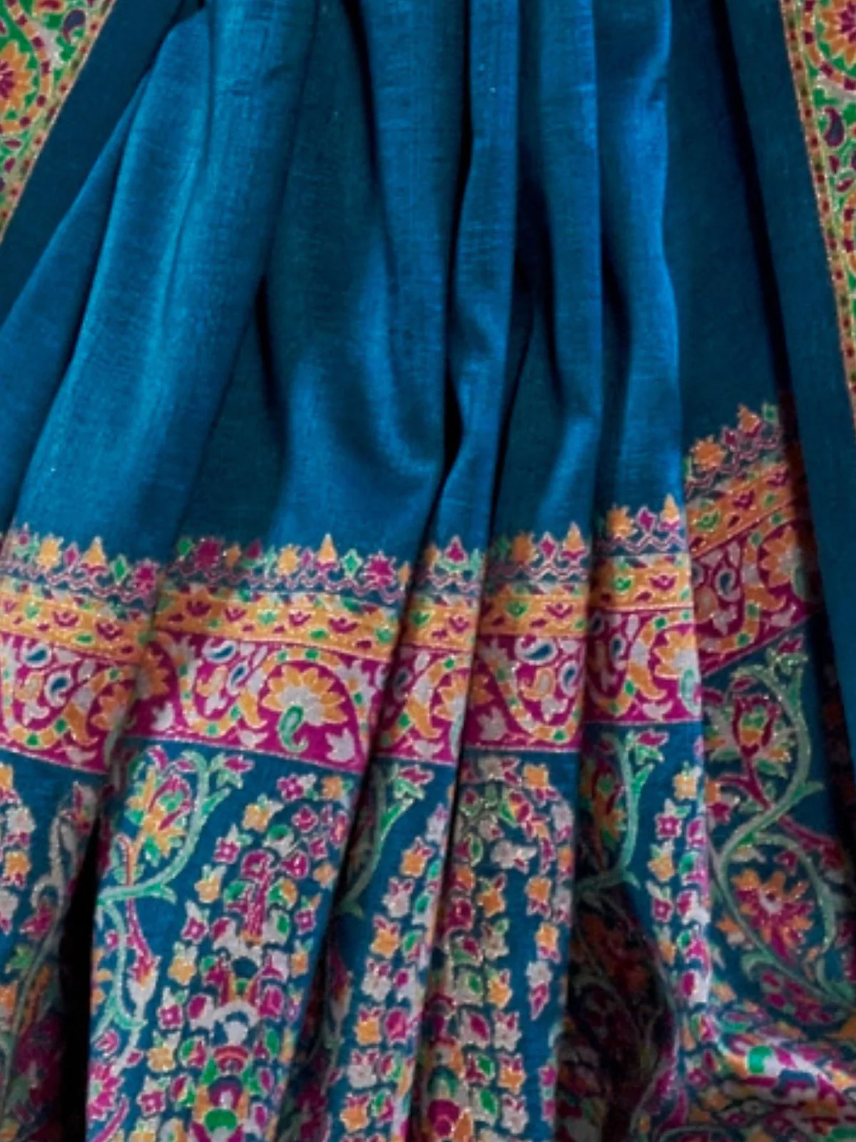 Odette Blue Silk Blend Woven Saree With Unstitched Blouse For Women - Image 3