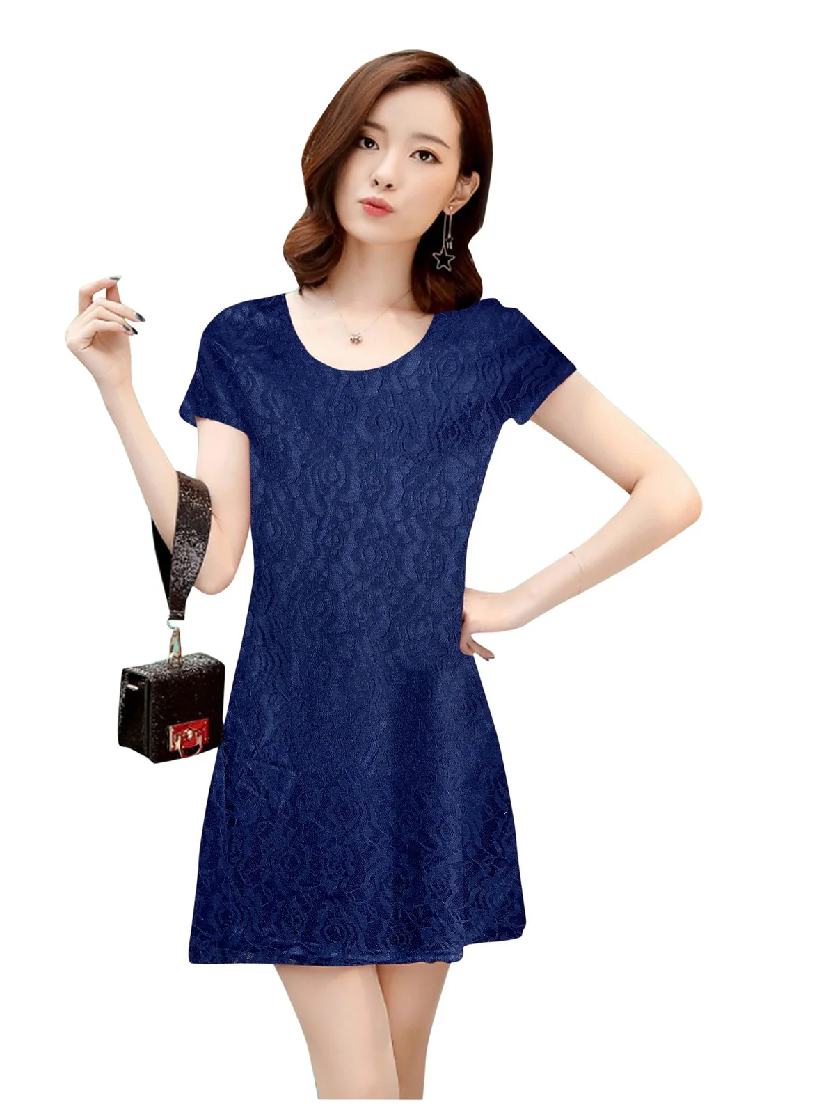 Odette Blue Net Dress For Women - Image 5