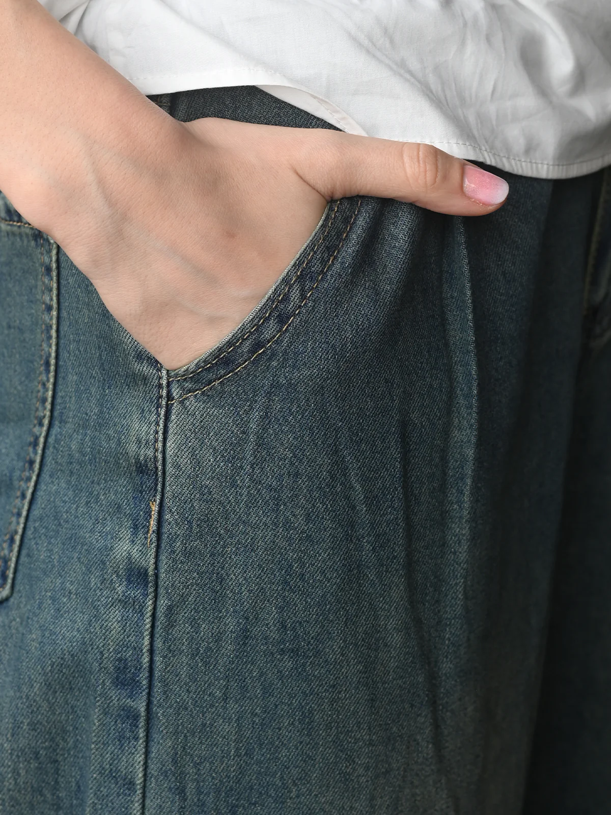 Odette Blue Washed Denim High Rise Jeans For Women - Image 5