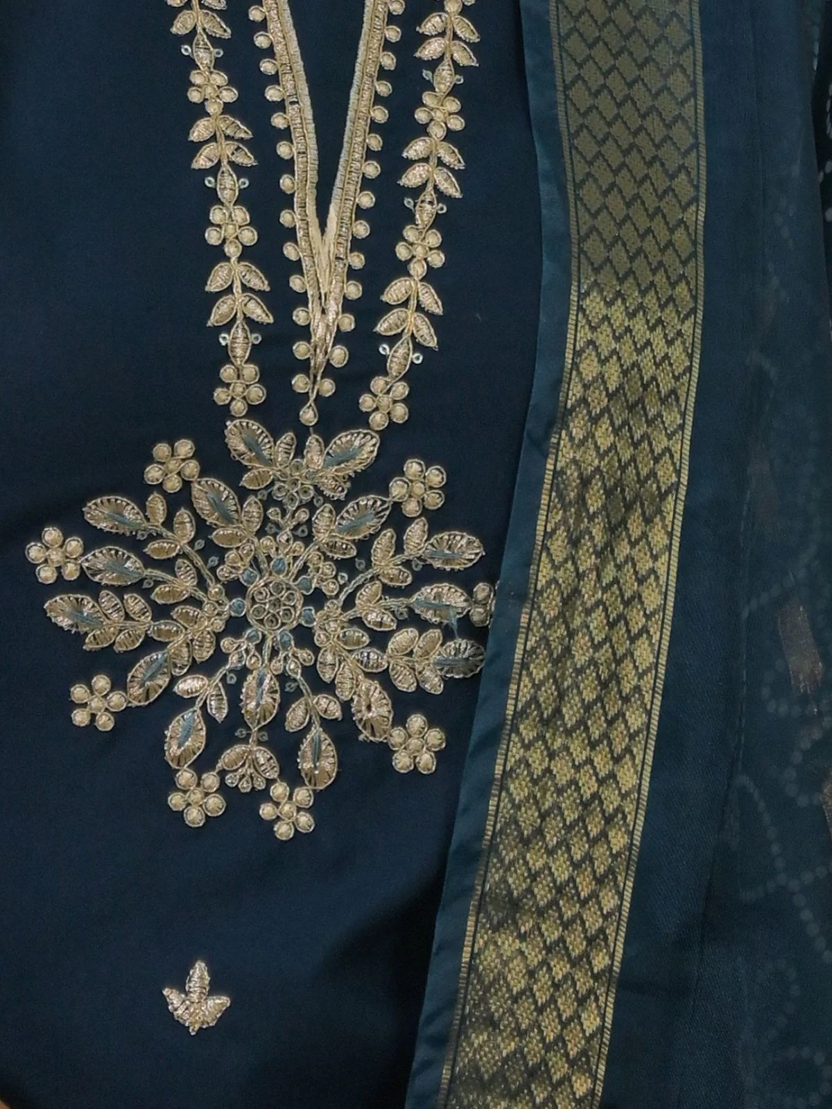 Odette Blue Viscose Rayon Embroidered Stitched Kurta Set For Women - Image 5