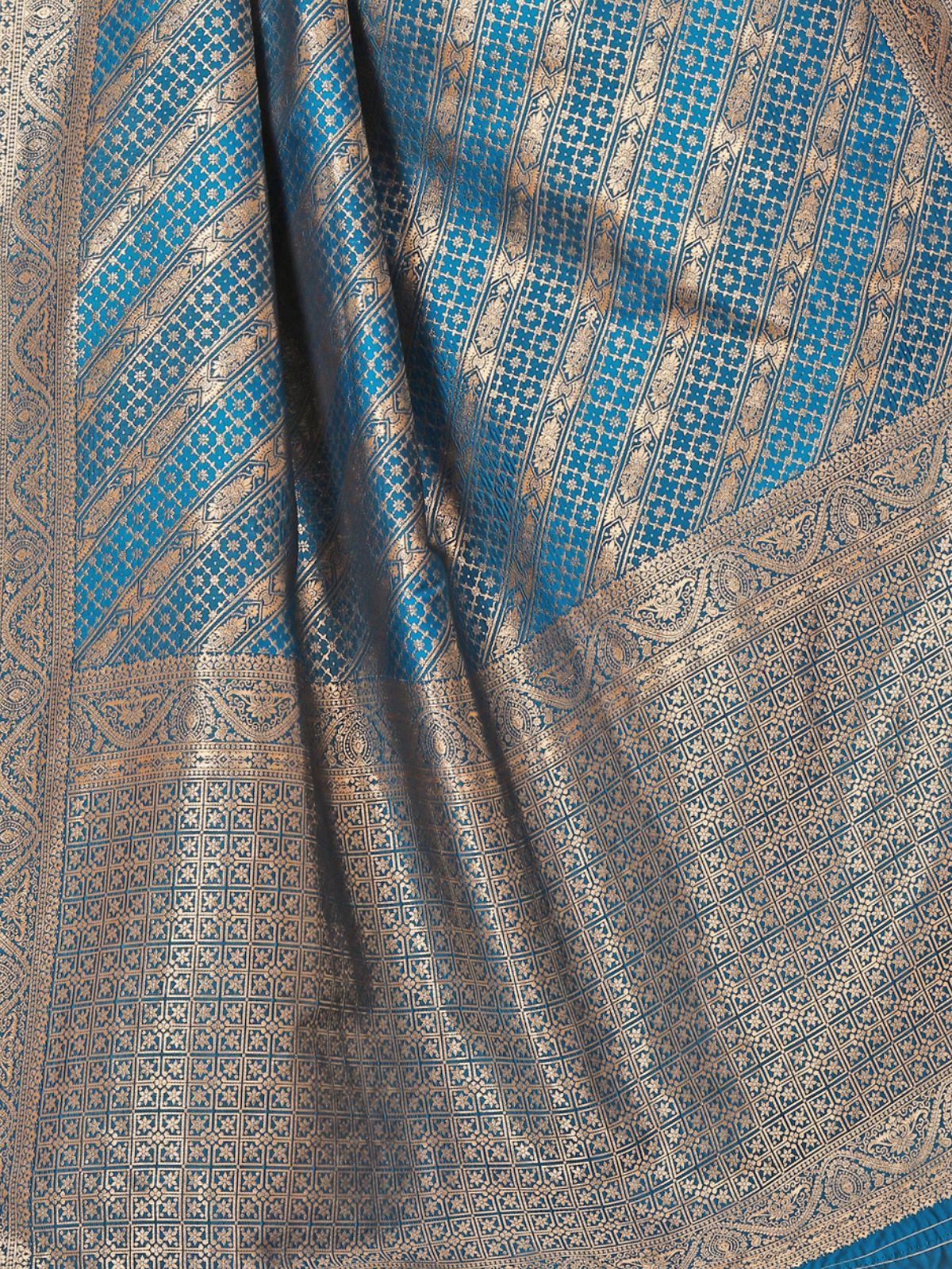 Odette Blue Woven Banarasi Silk Saree With unstitched Blouse For Women - Image 6