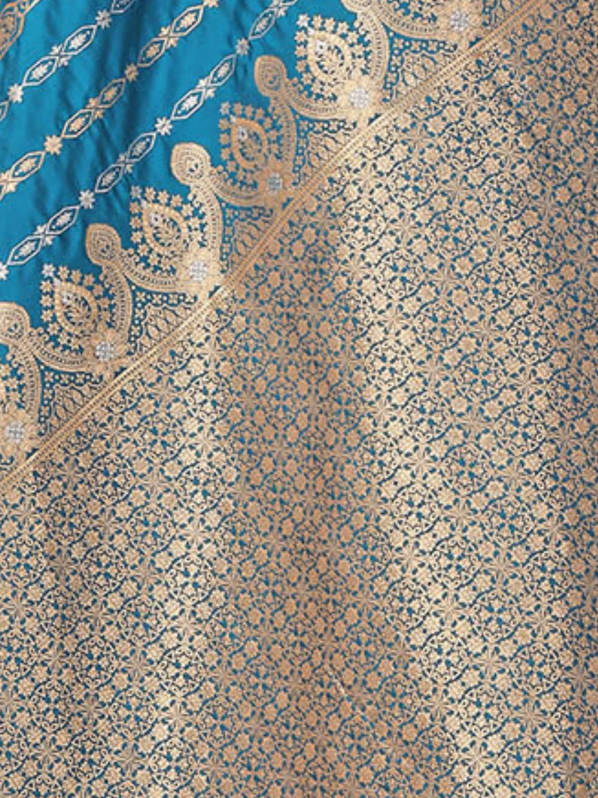 Odette Blue Woven Banarasi Silk Saree With Unstitched Blouse For Women - Image 6