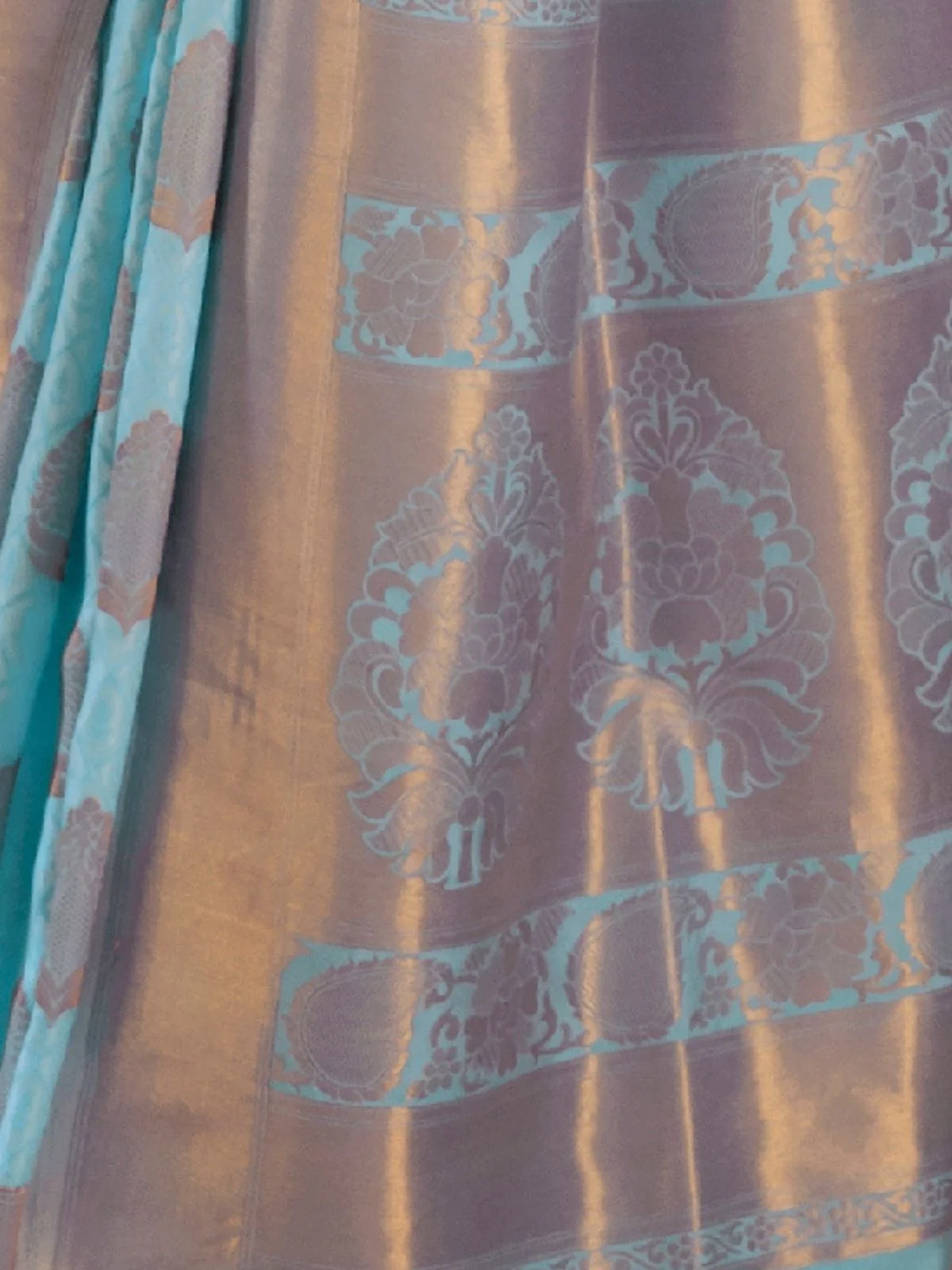 Odette Blue Woven Design Silk Blend Saree With Unstitched Blouse For Women - Image 4