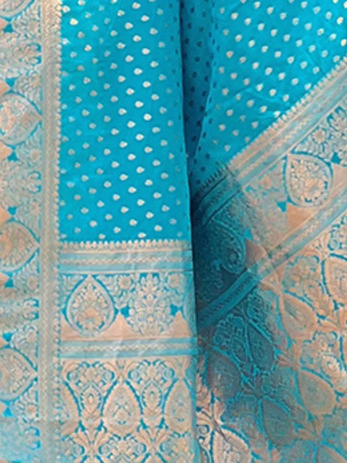 Odette Blue Woven Design Silk Blend Saree With Unstitched Blouse For Women - Image 4