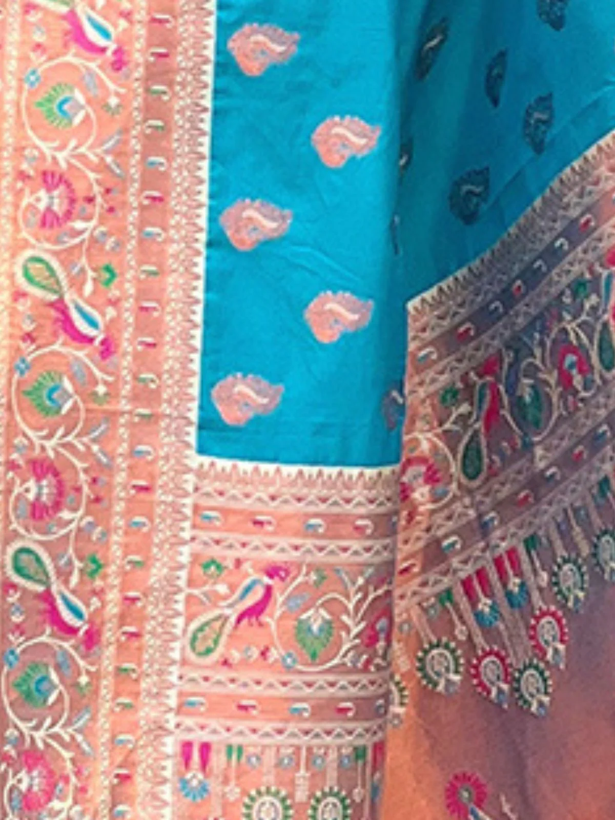 Odette Blue Woven Design Silk Blend Saree With Unstitched Blouse For Women - Image 4