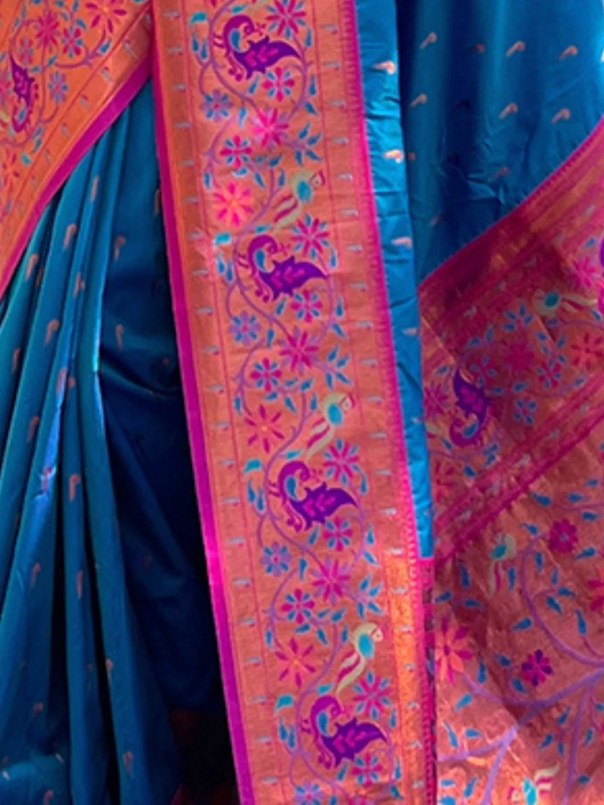 Odette Blue Woven Design Silk Blend Saree With Unstitched Blouse For Women - Image 3