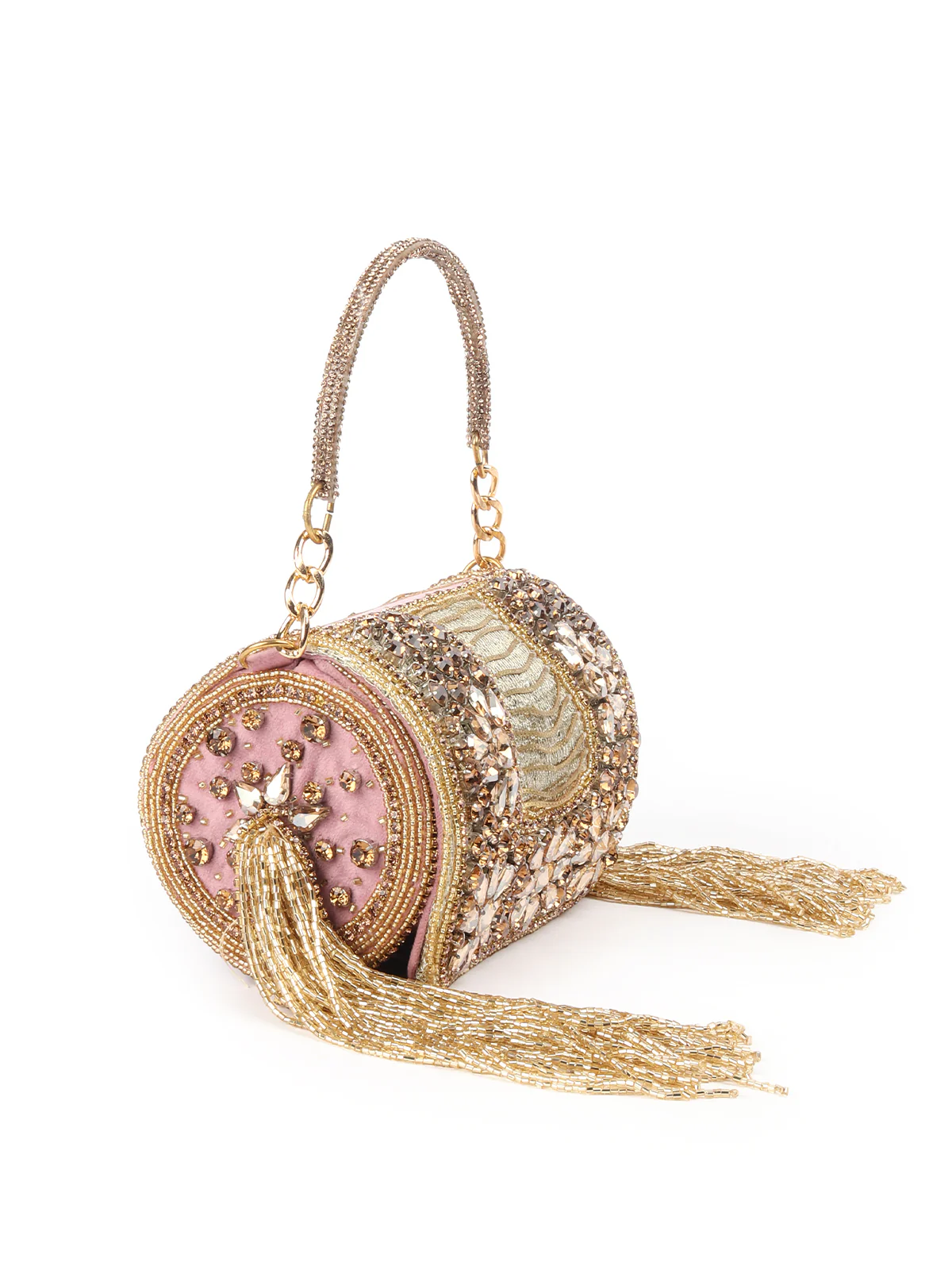 Odette Blush Pink Embellished Clutch For Women - Image 4